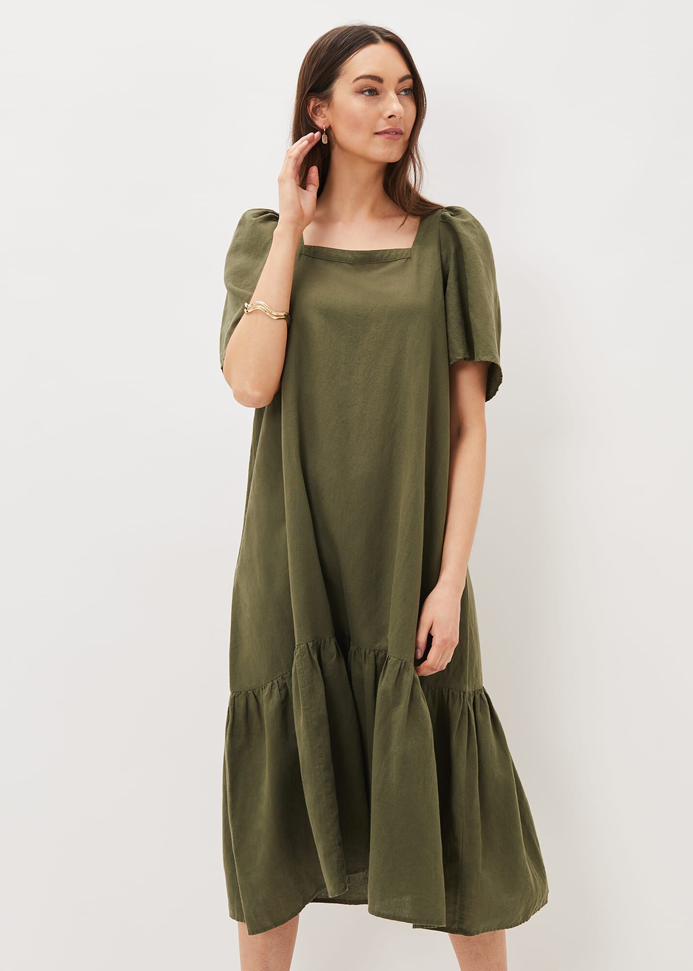 Khaki linen dress 2025
