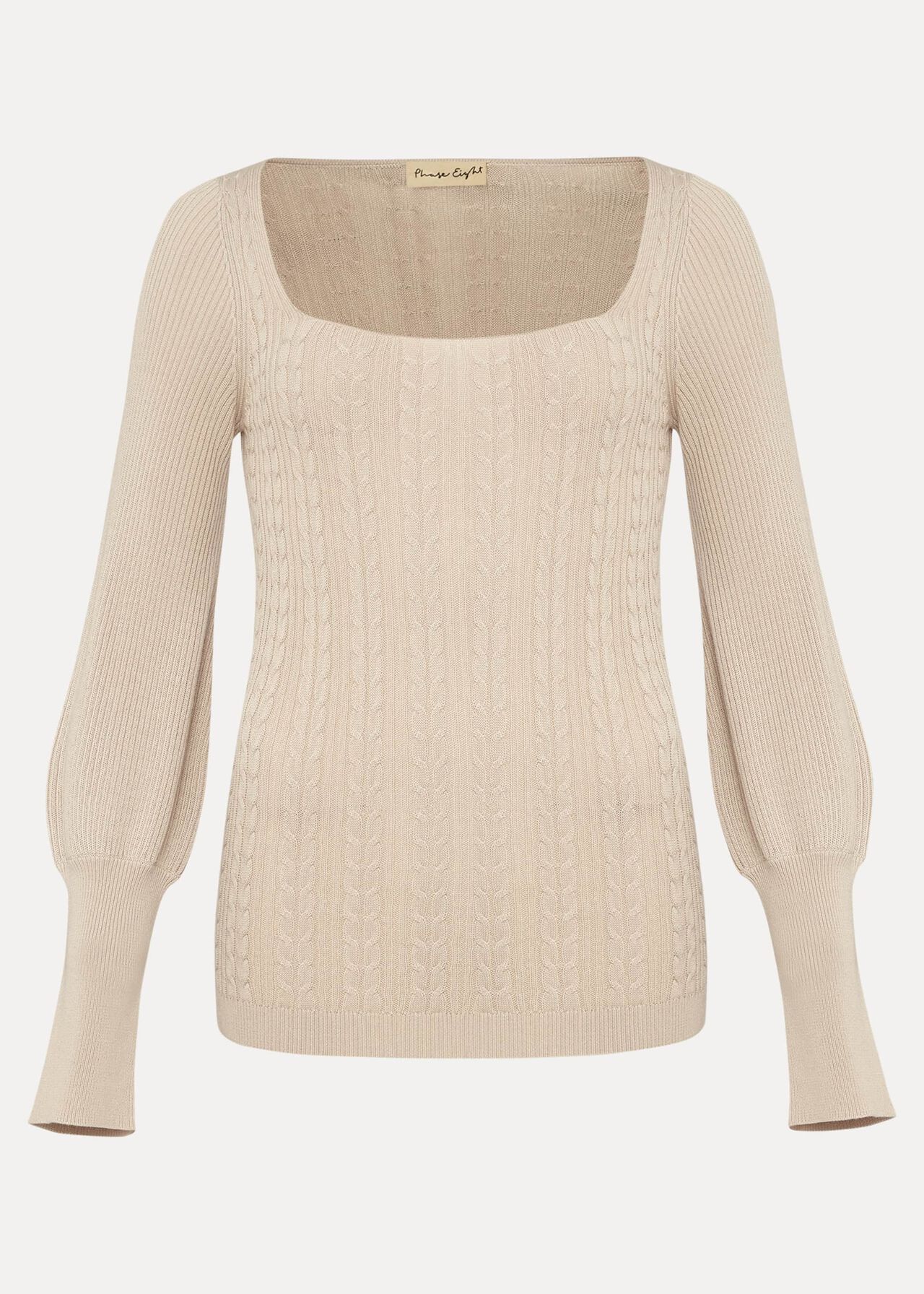 Lucca Square Neck Cable Knit Jumper