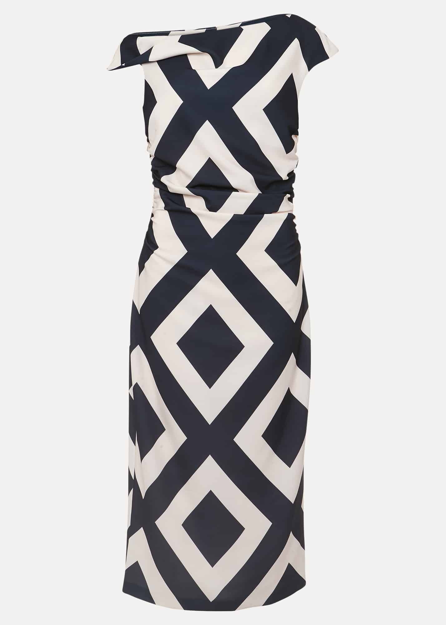 Black and best sale white fitted dress