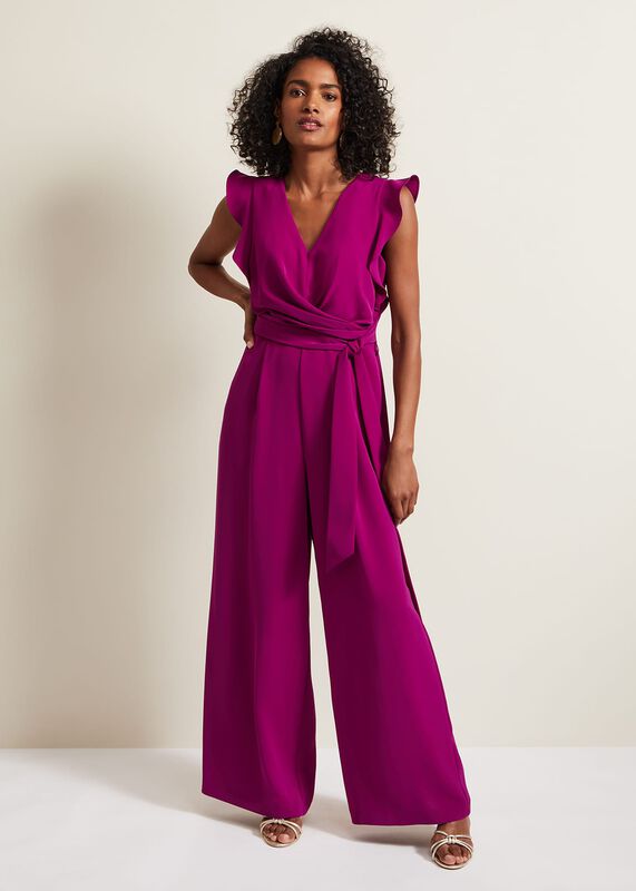 Ayla Magenta Ruffle Wrap Jumpsuit