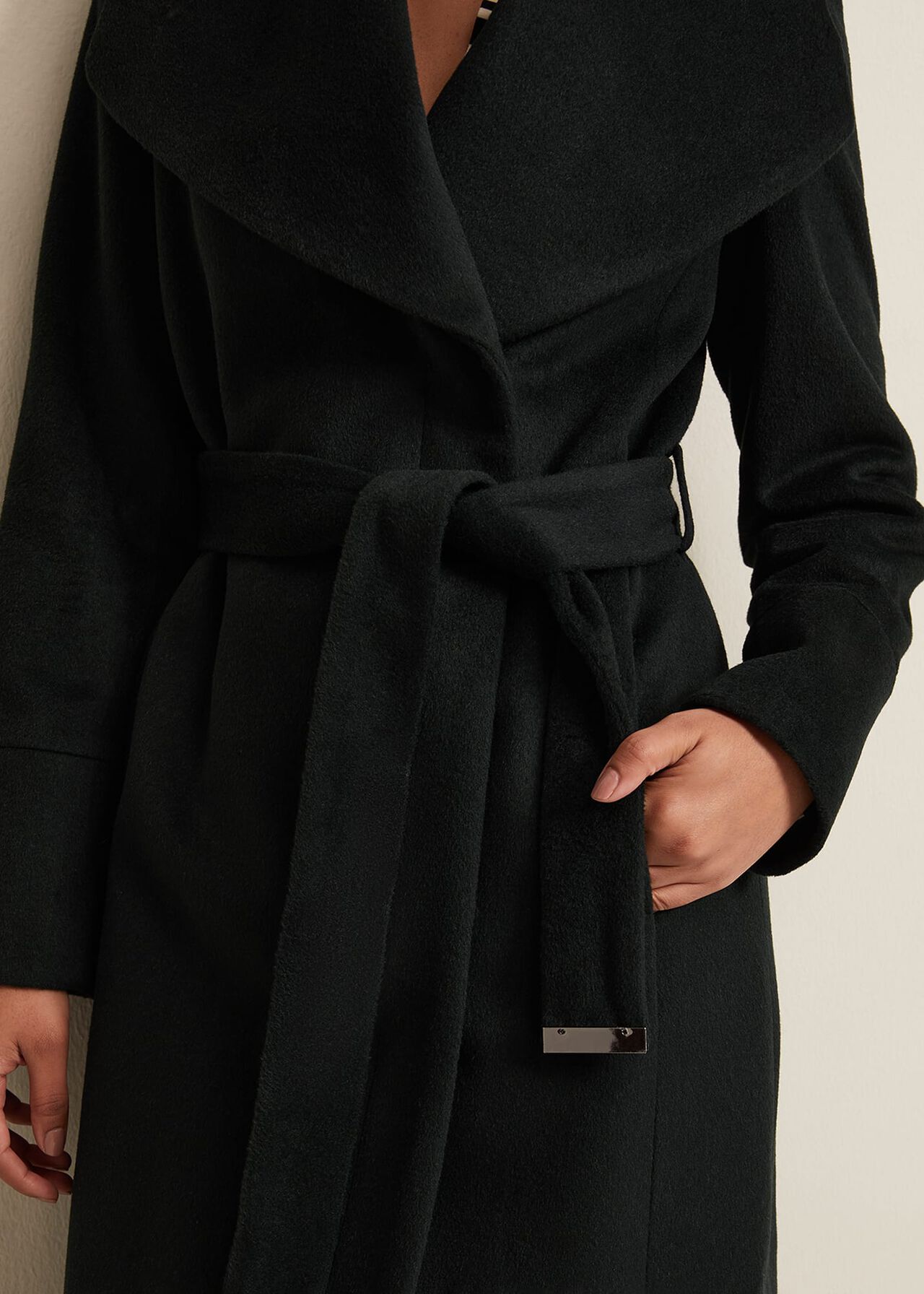 Petite Nicci Dark Green Wool Smart Coat