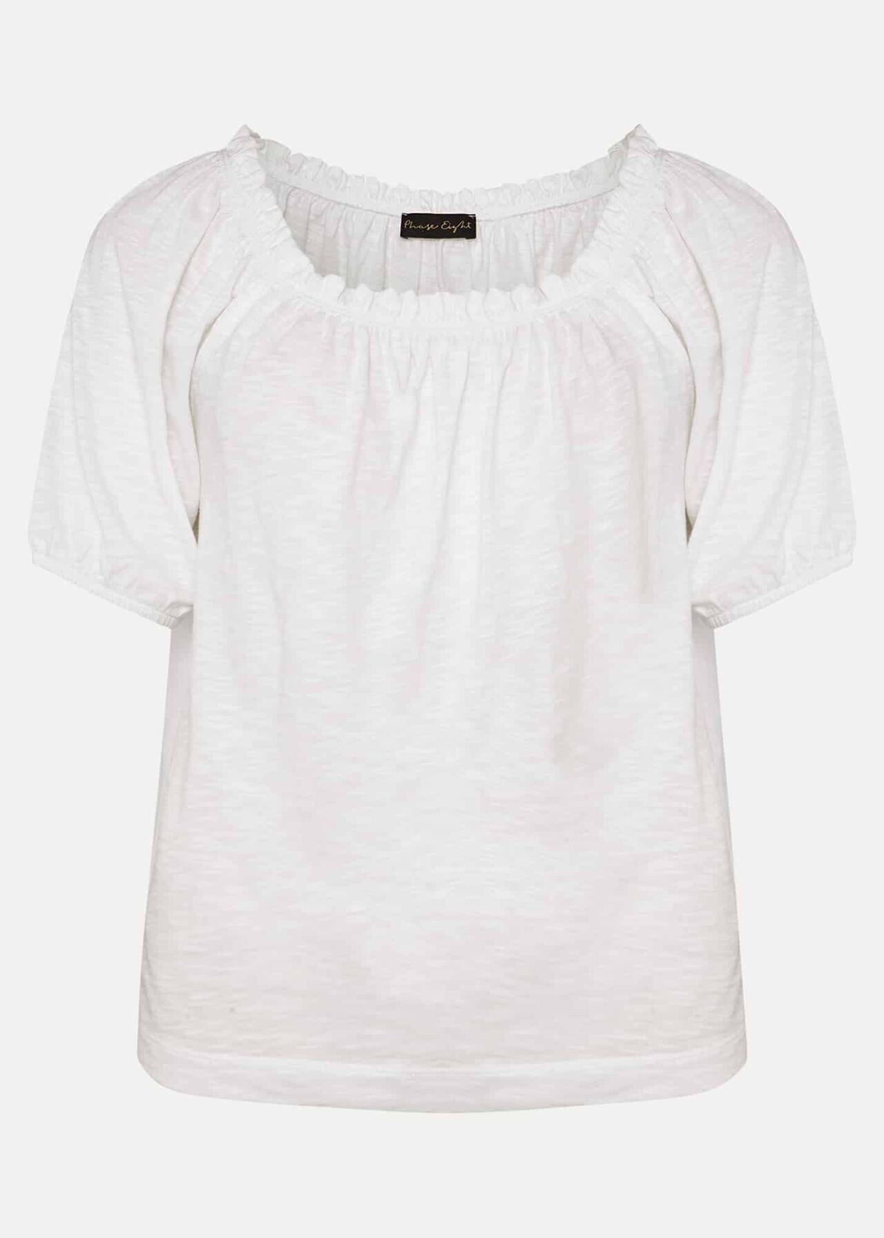 Rana Ruched Neck Puff Sleeve Top