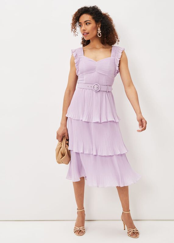 Skyler Pleated Tiered Midi Dress