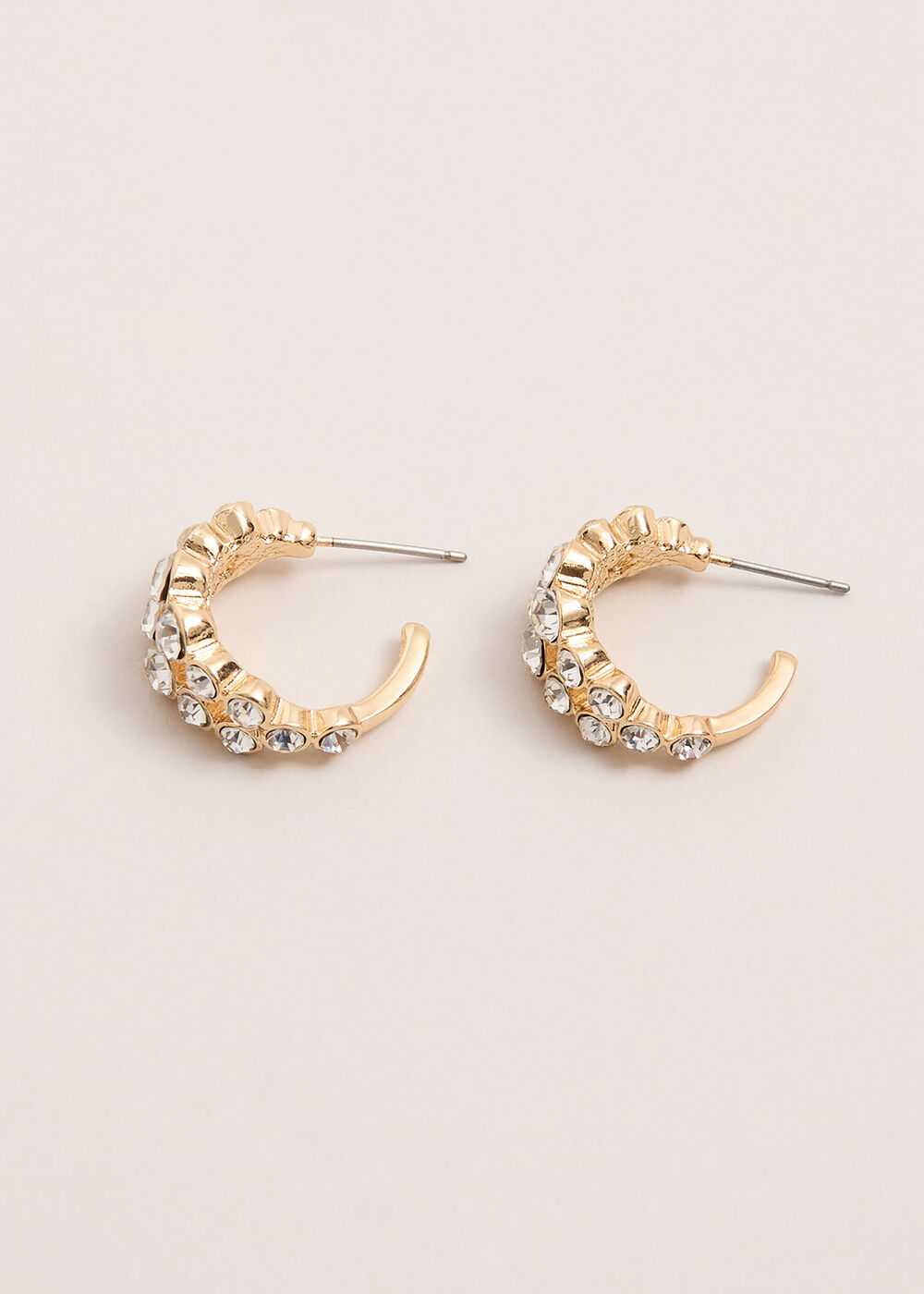 Stone Double Hoop Earrings