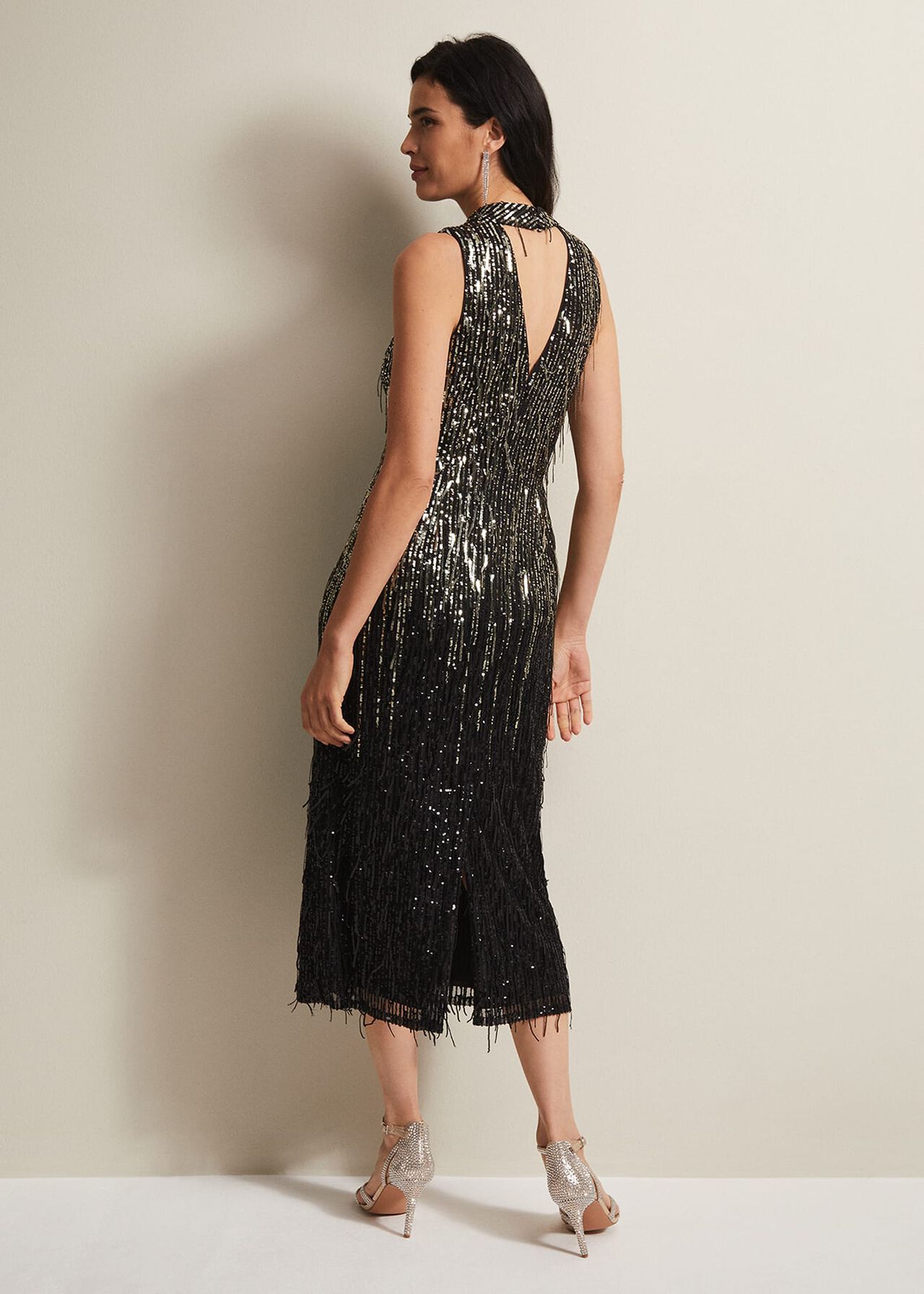Clover Sequin Fringe Maxi Dress