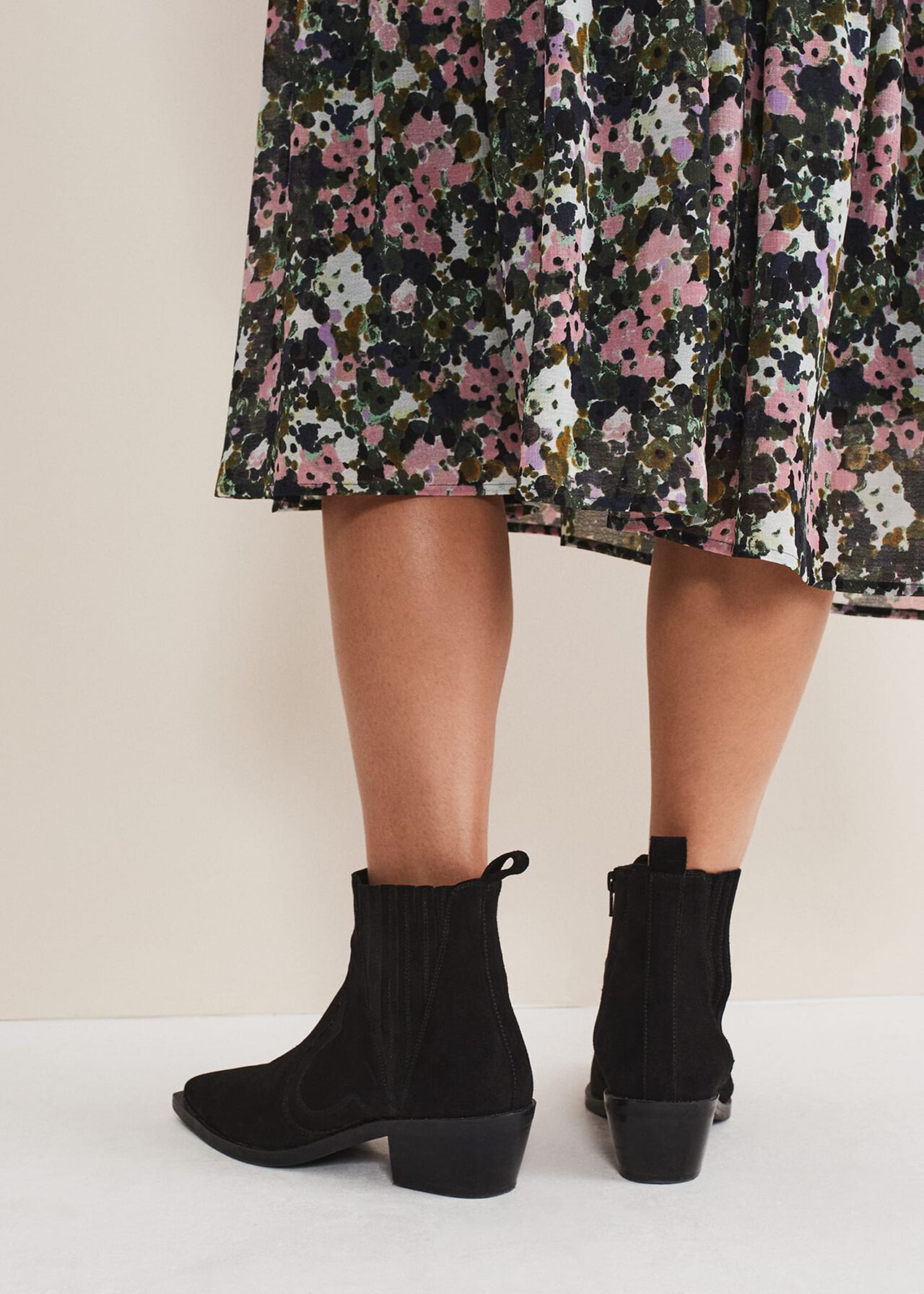 Stitch Detail Suede Ankle Boot