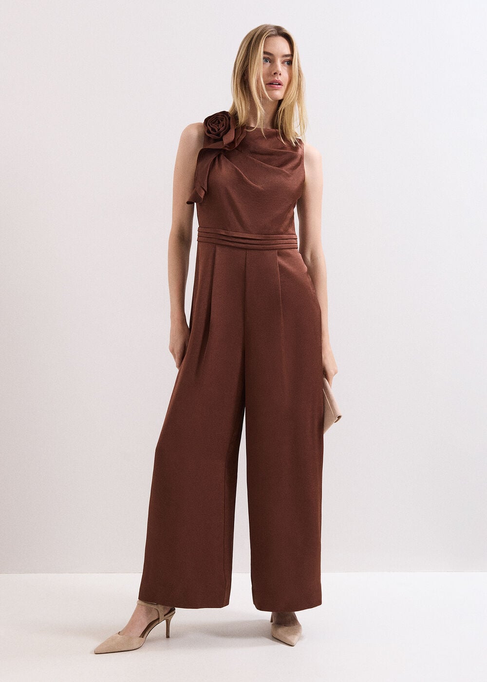 Elora Brown Corsage Jumpsuit