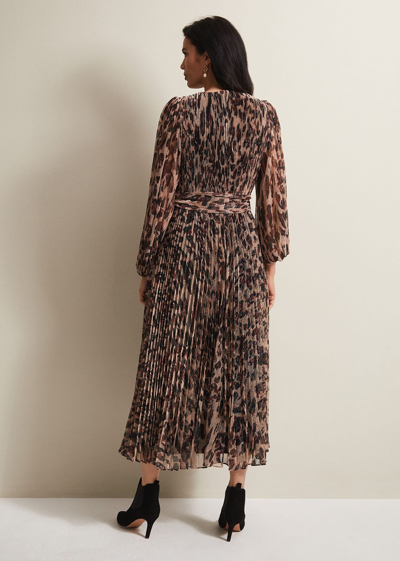 Jovie Leopard Print Plisse Maxi Dress