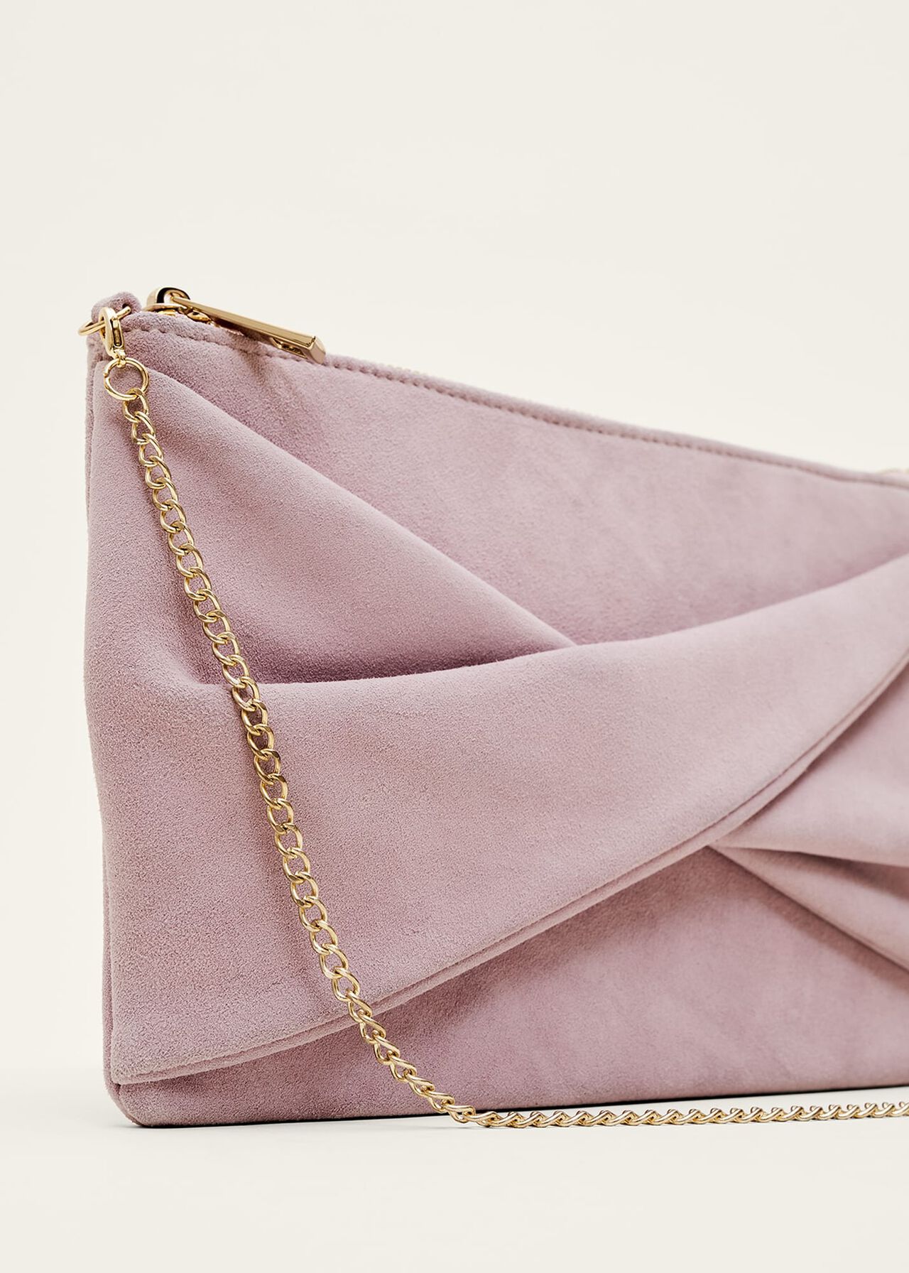 Twist Front Suede Clutch
