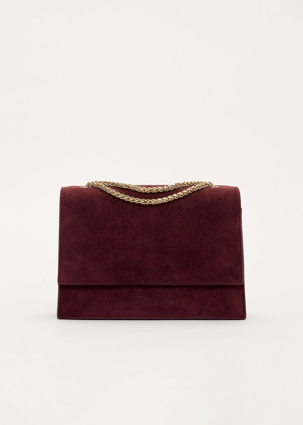 Suede Chain Handle Clutch Bag