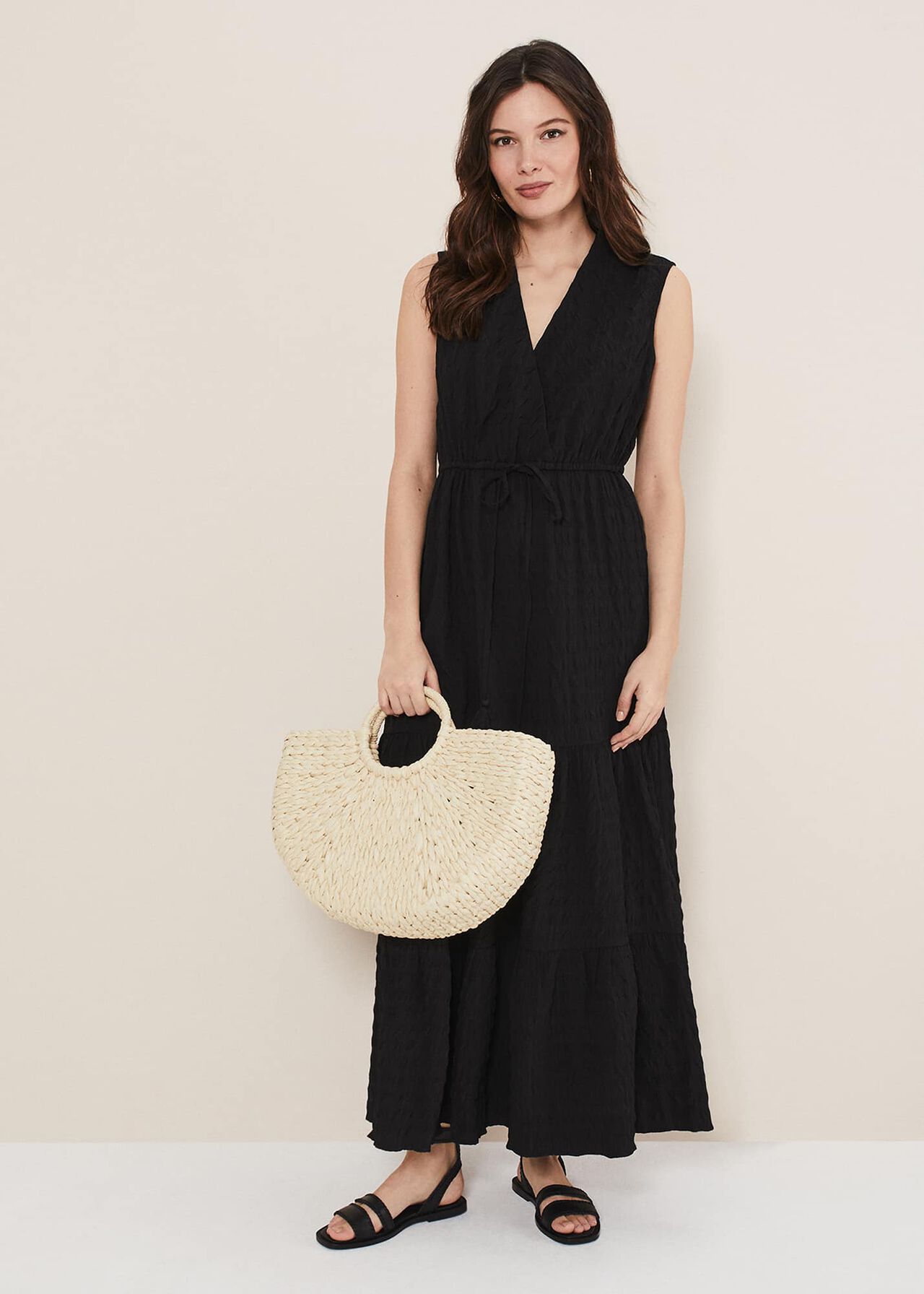 Textured Sleeveless Midi Dress