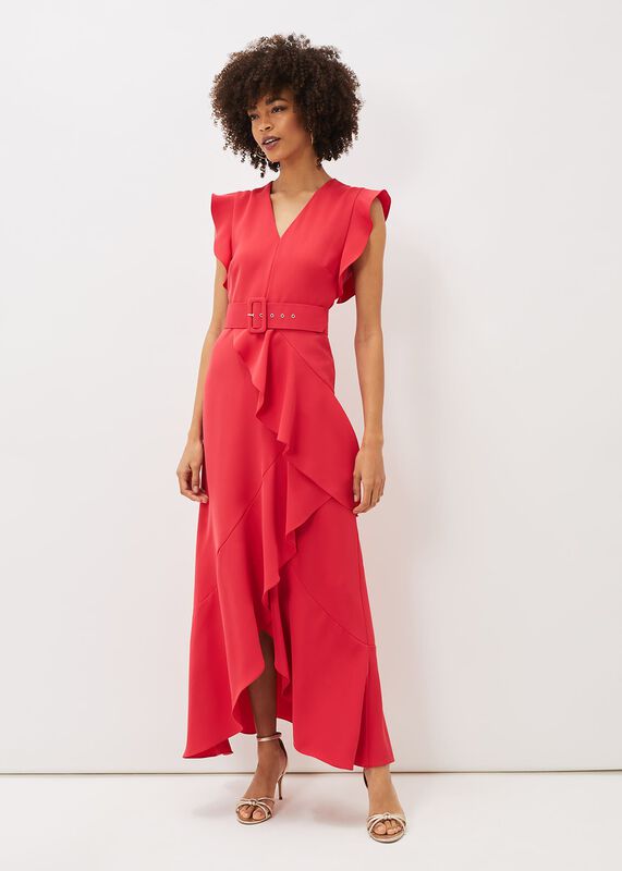 Phoebe Frill Belted Maxi Dress