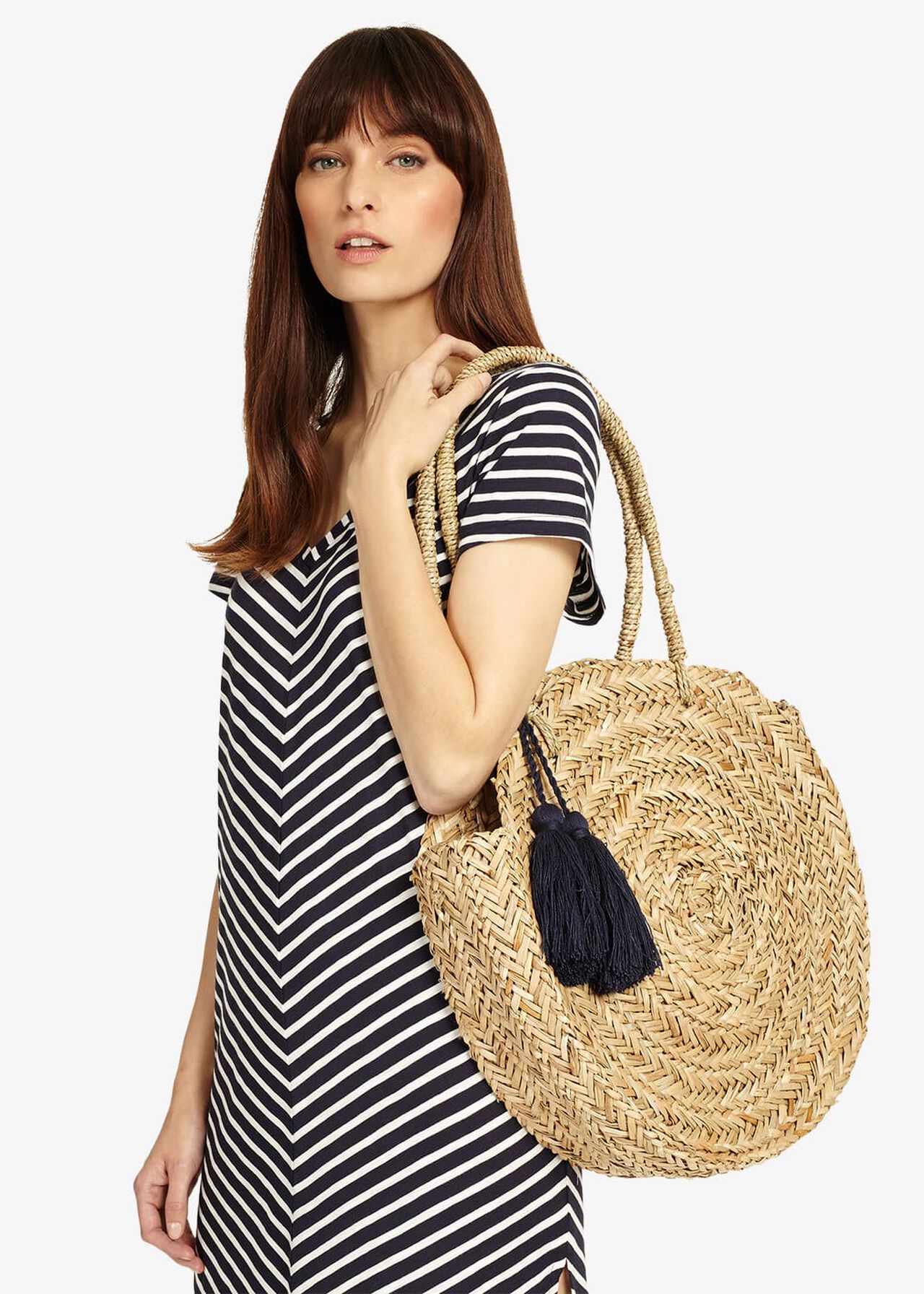 Mimi Straw Shopper With Tassels Bag