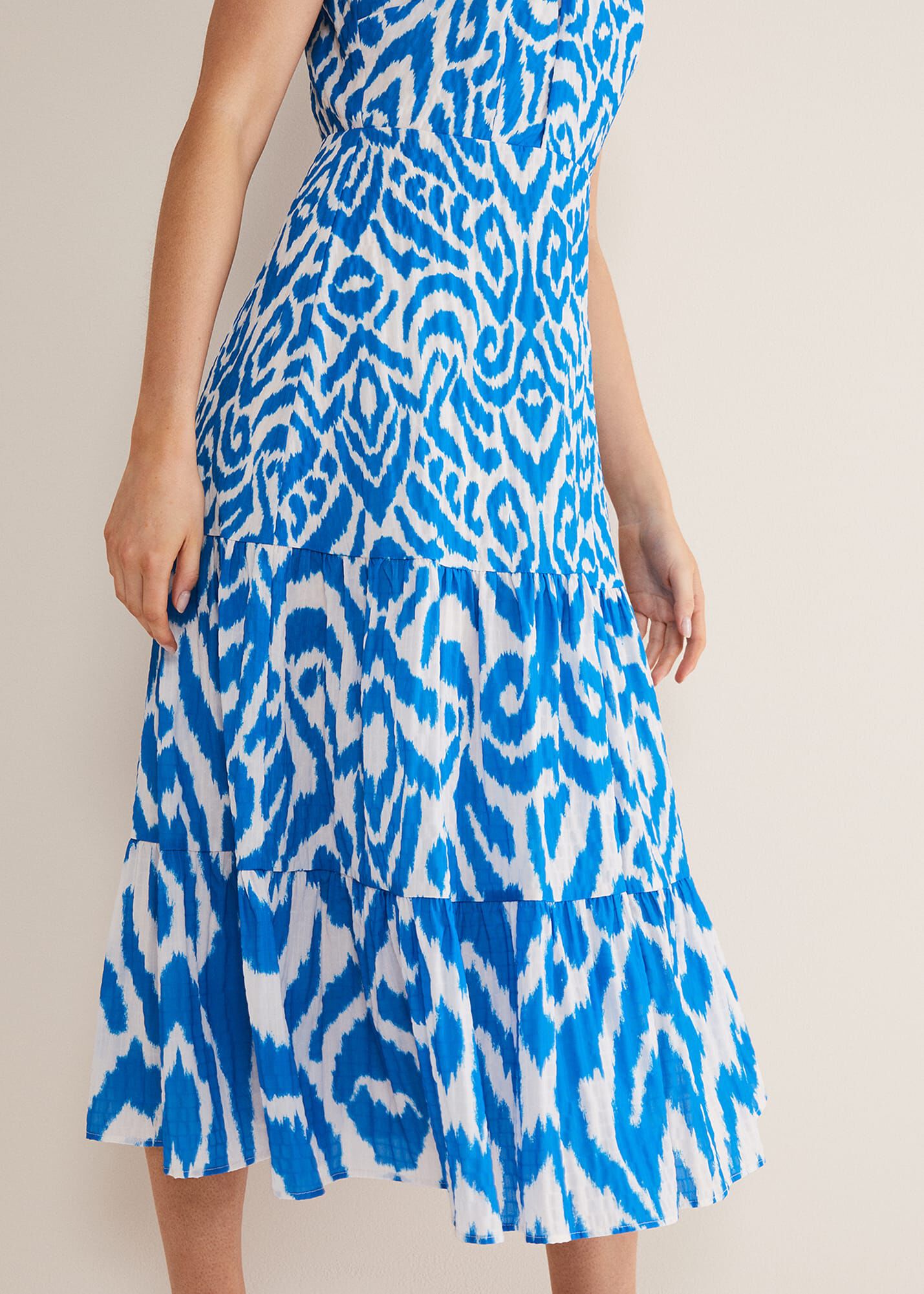 Bella Cross Neck Print Midi Dress
