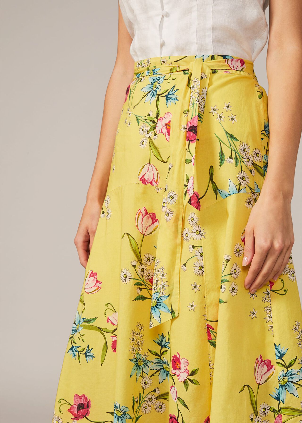 Louma Floral Cotton Midi Skirt