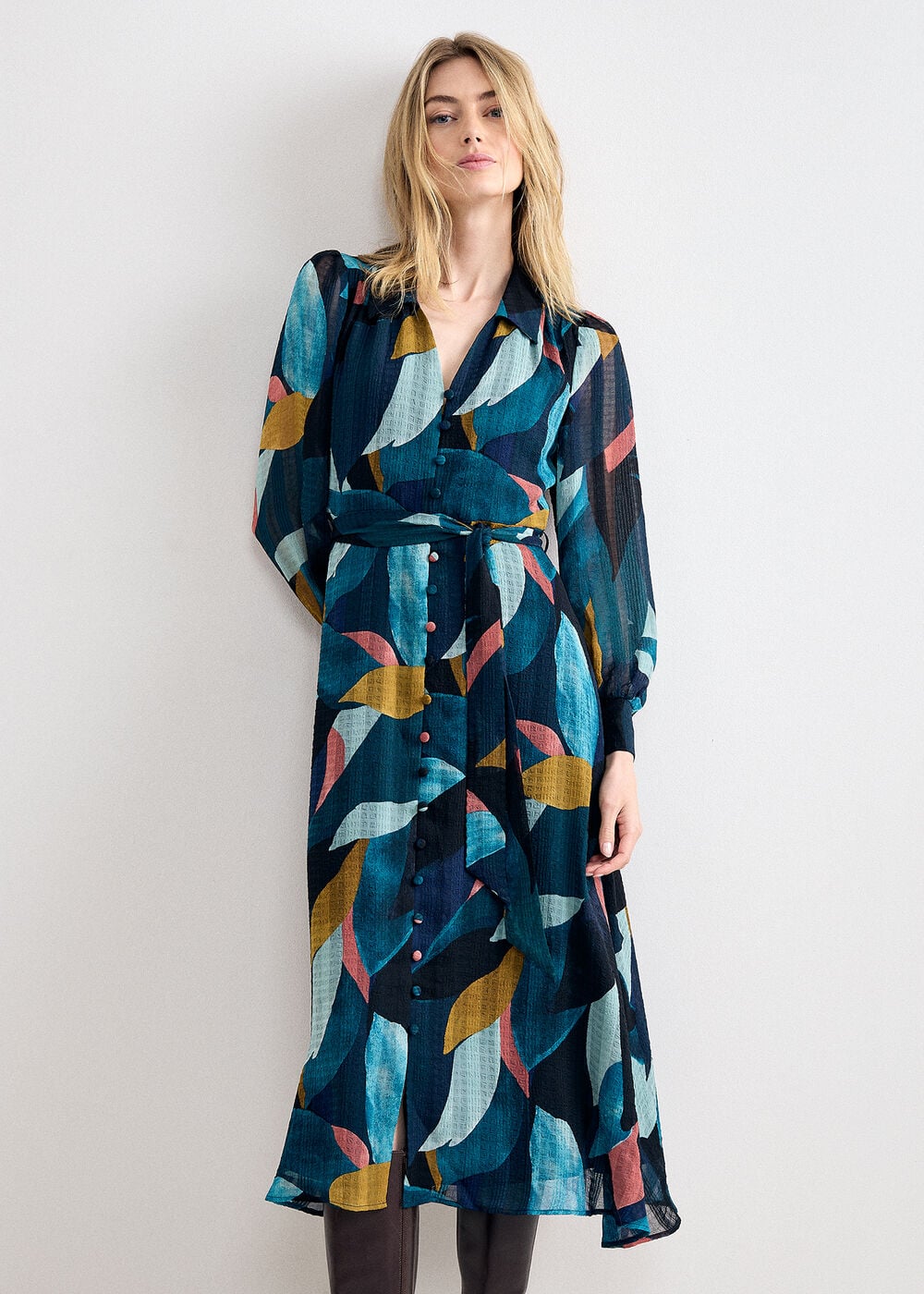 Catalina Abstract Petal Print Shirt Dress