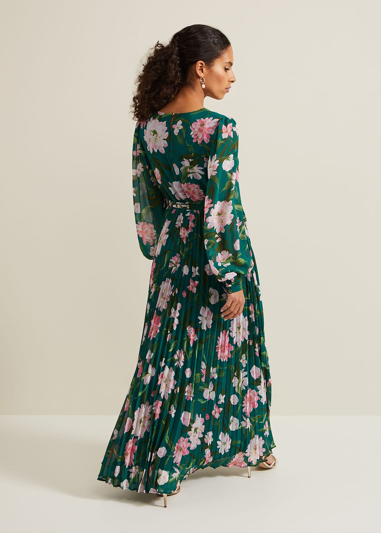 Petite Rosa Floral Pleat Maxi Dress
