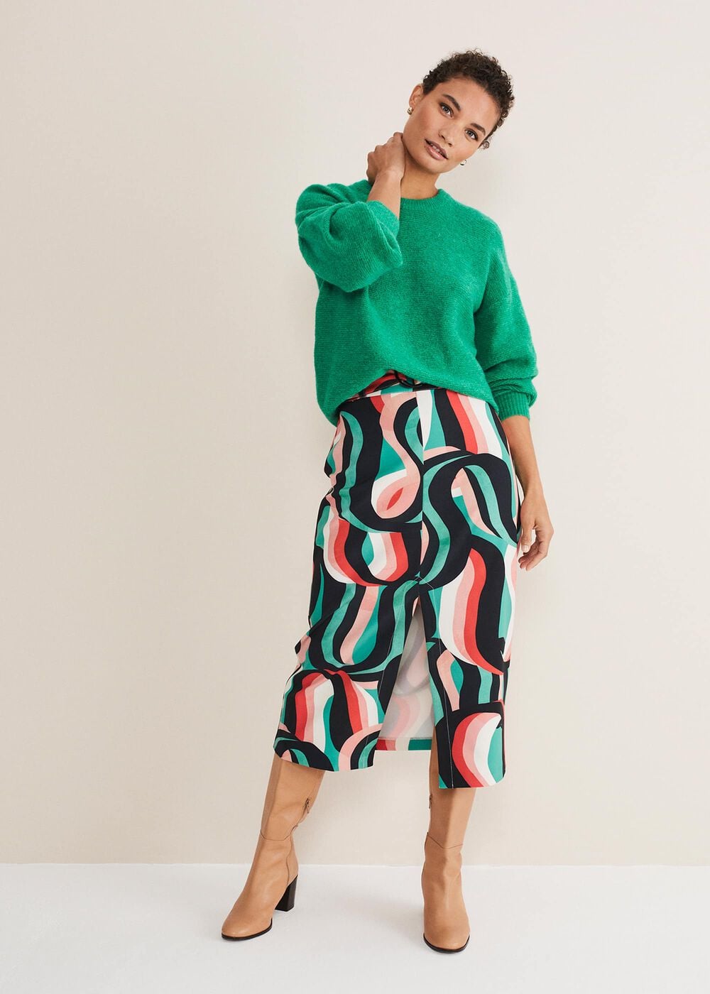 Nathalie Swirl Midi Skirt