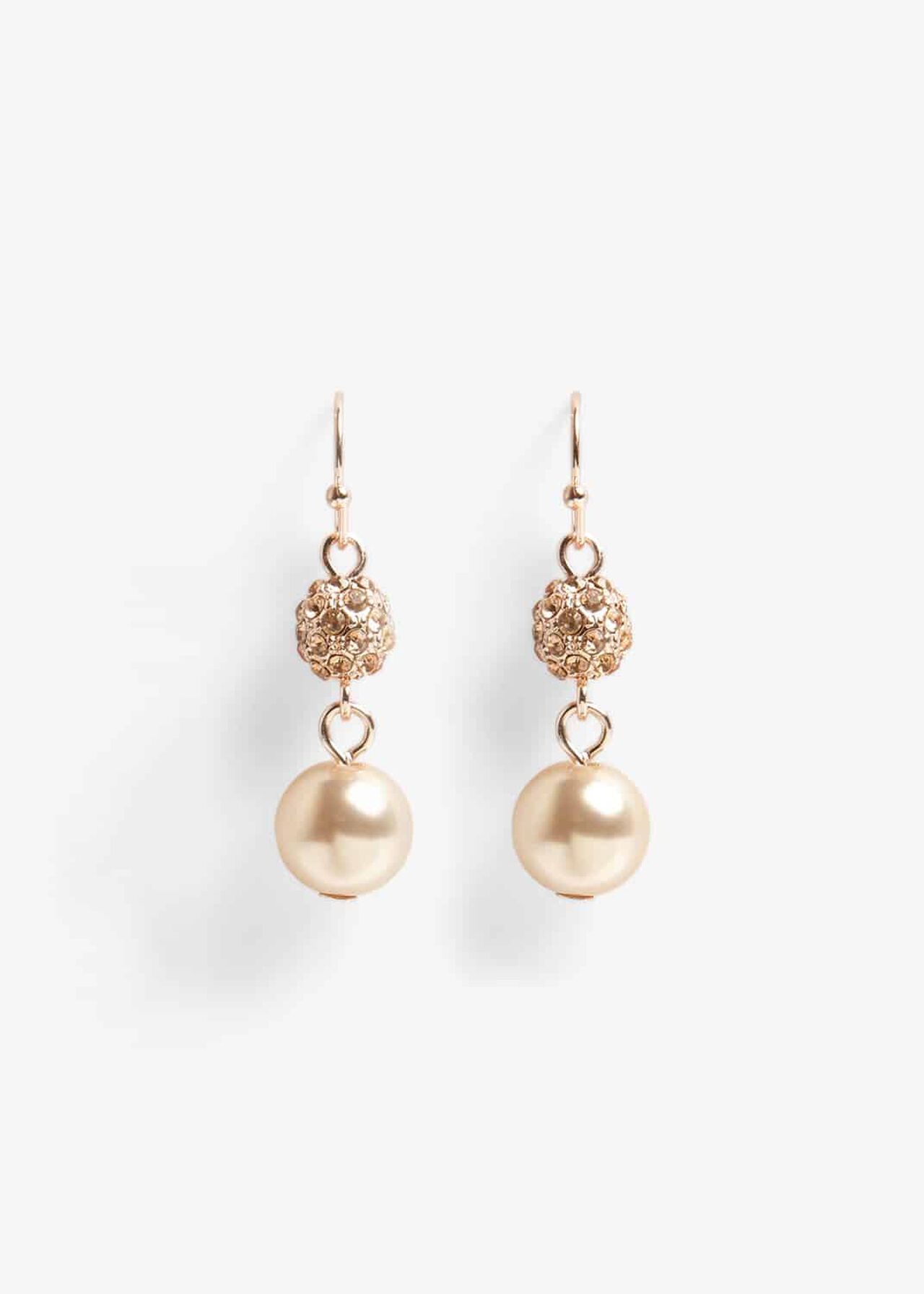 Bettina Faux Pearl And Pave Drop Earrings