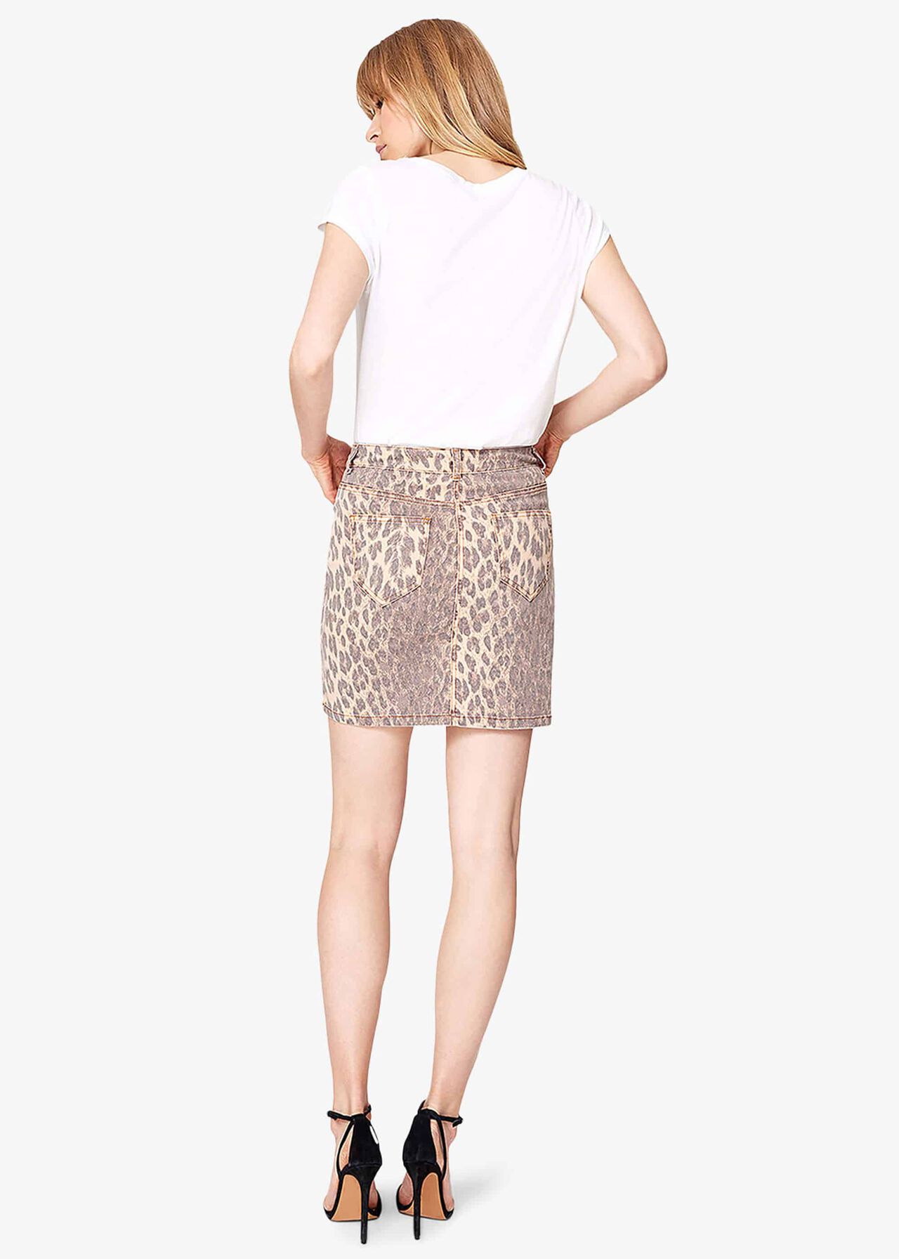 Alexia Leopard Print Denim Skirt