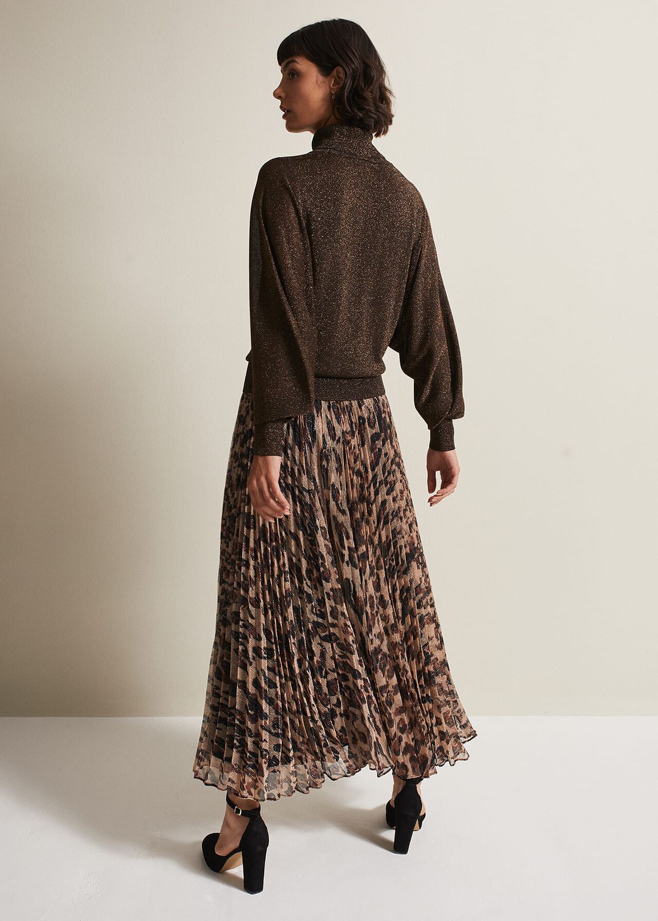 Lesia Leopard Pleated Maxi Skirt