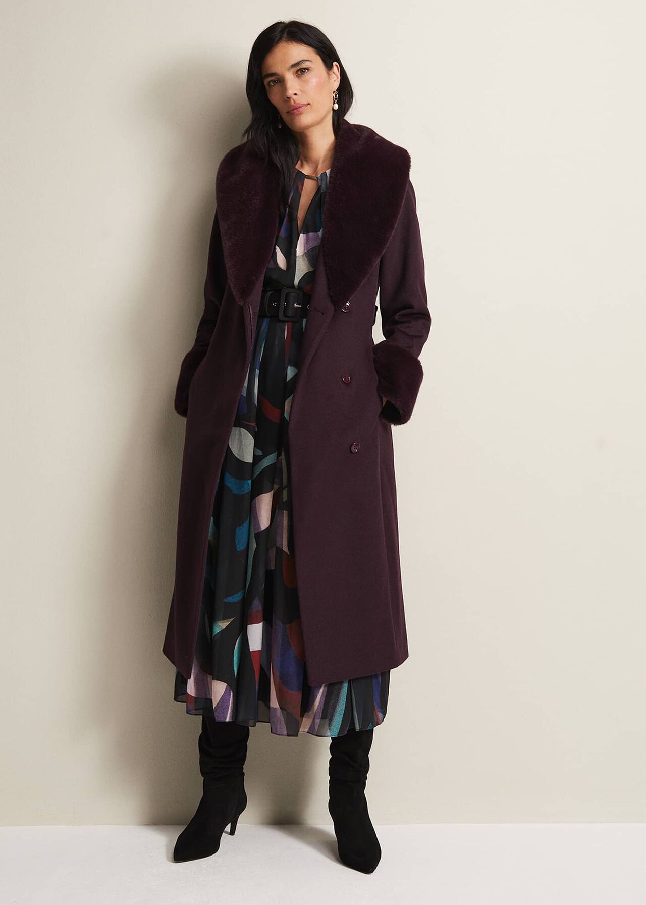 Zylah Faux Fur Collar Wool Smart Coat