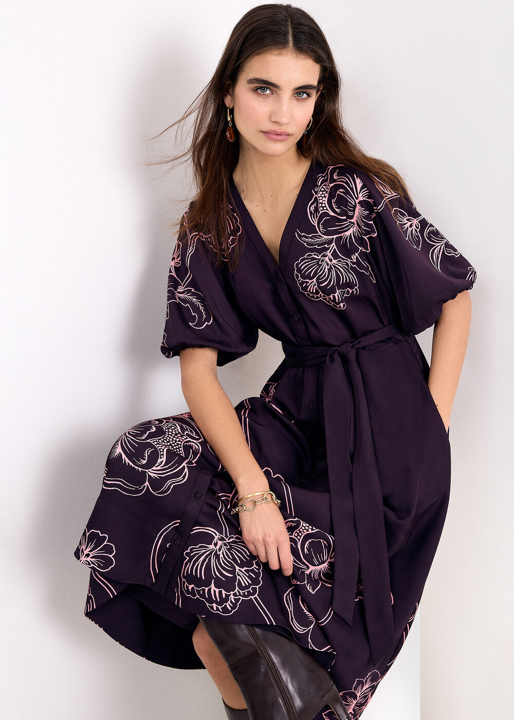 Petite Mabel Placement Print Dress