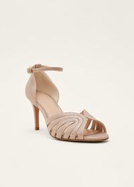 Stitched Metallic Heel Sandal