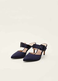 Textured Buckle Satin Heel