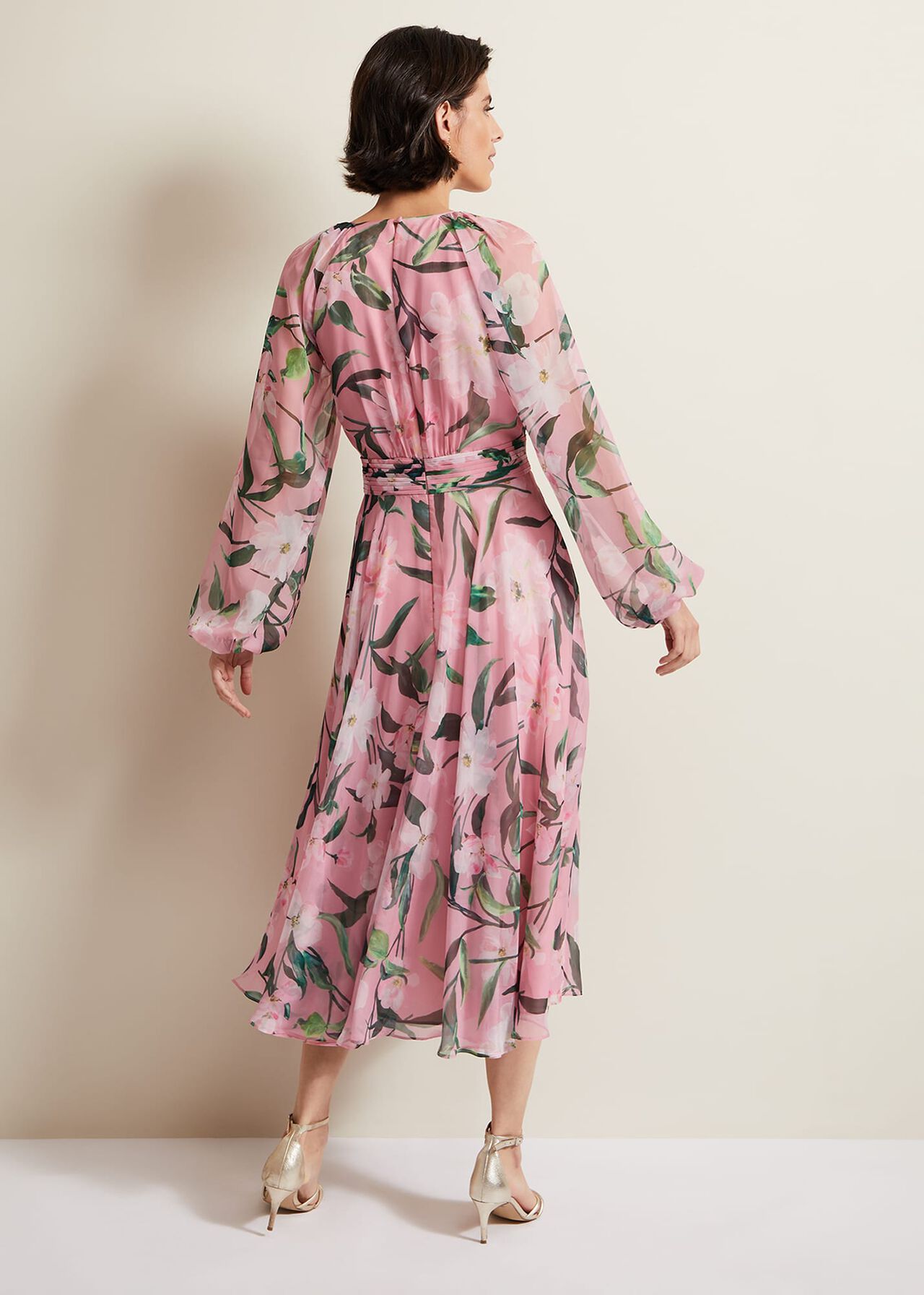 Lina Printed Long Sleeve Midi Dress