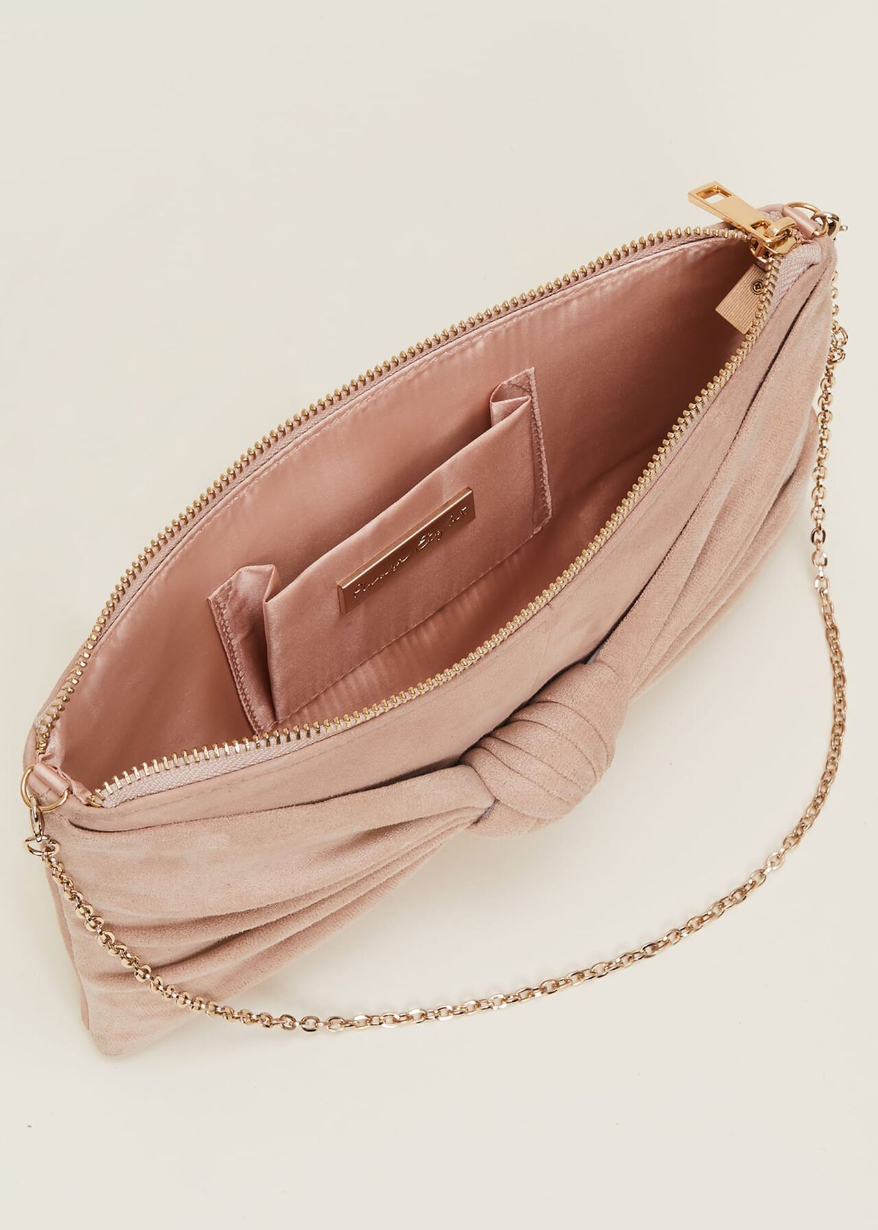 Knot Front Suede Clutch