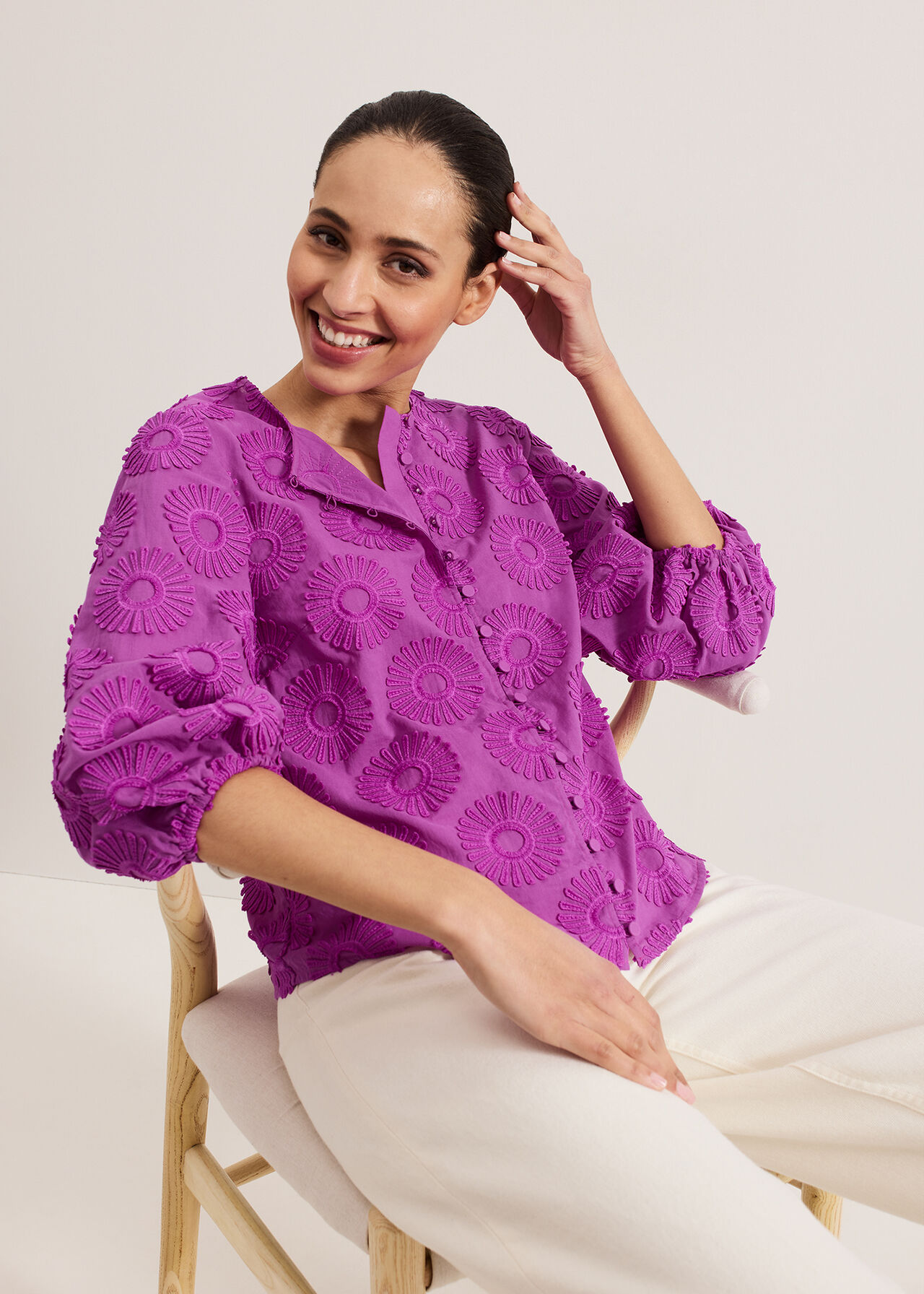 Phase Eight Daisy Crochet Poplin Blouse Phase Eight Daisy Crochet Poplin Blouse