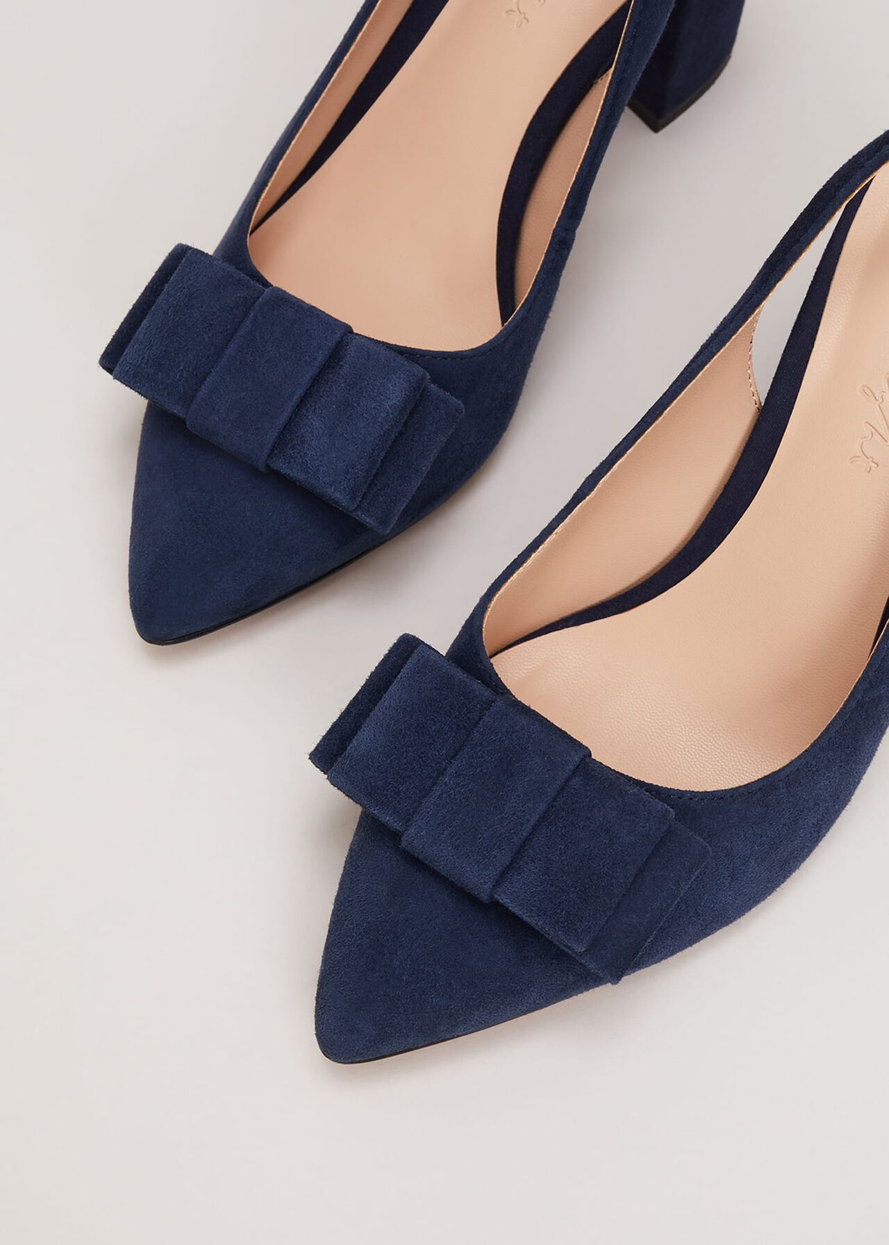 Bow Front Slingback Block Heel Shoes