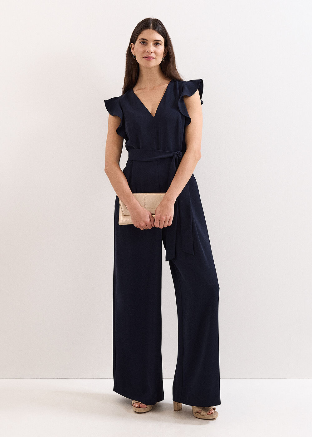 Kallie V Neck Frill Jumpsuit