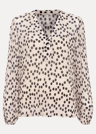 Sophia Spot Textured Mesh Top
