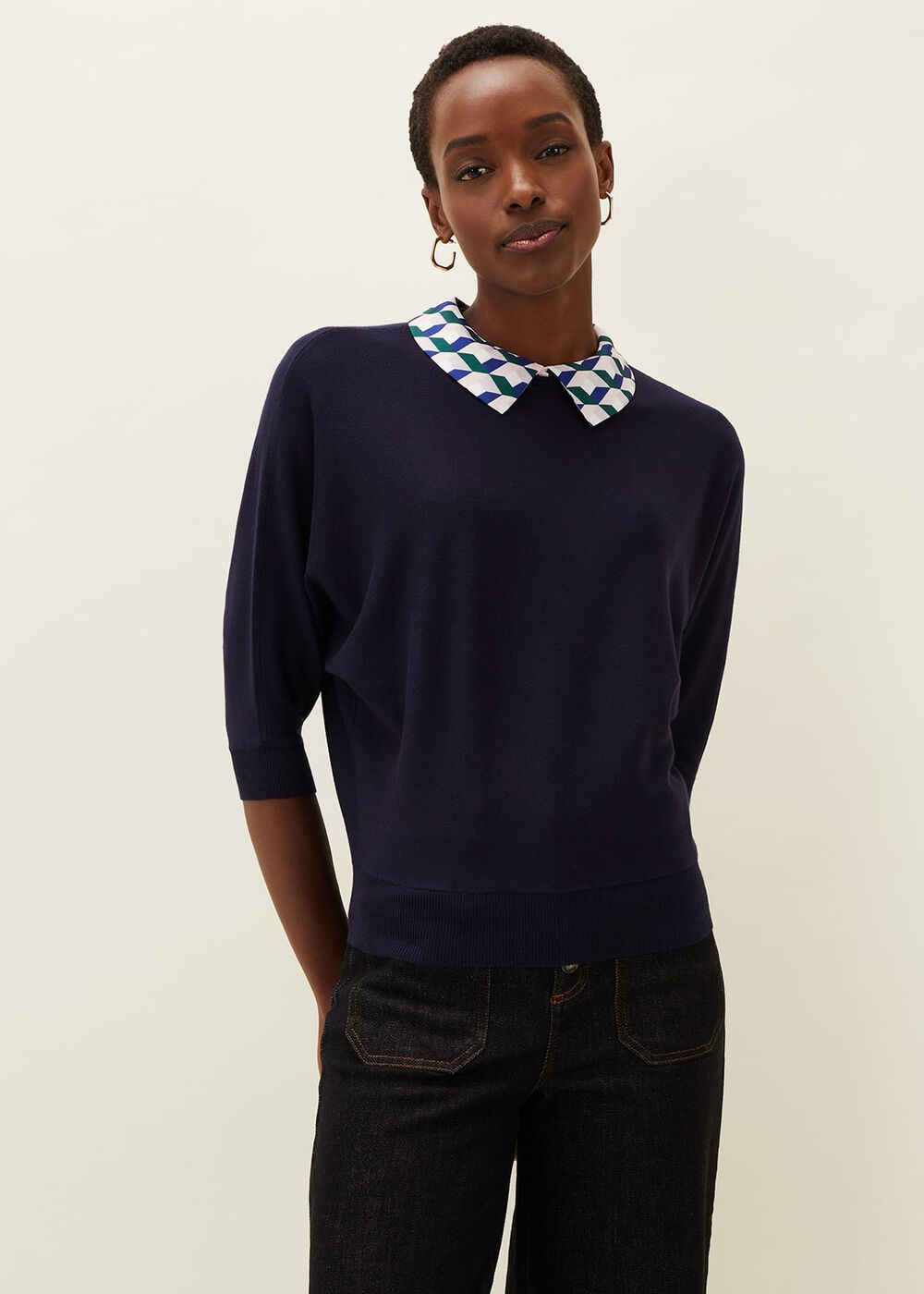 Delphine Printed Collar Jumper