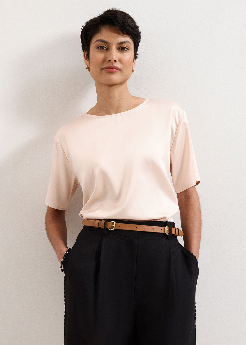 Francesca Satin Front T Shirt