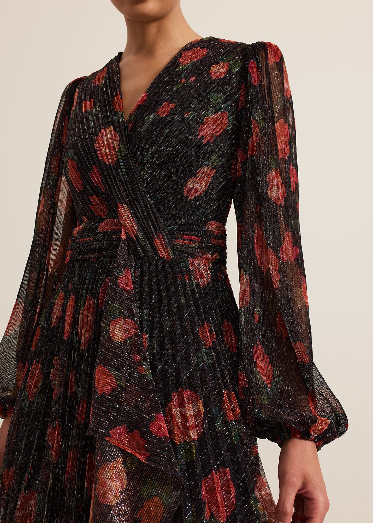 Kenzia Wrap Floral Shimmer Maxi Dress | Phase Eight UK |
