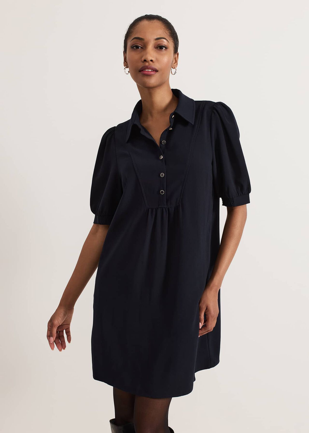 Phase Eight Claudia Button Swing Mini Dress Navy Phase Eight Claudia Button Swing Mini Dress Navy
