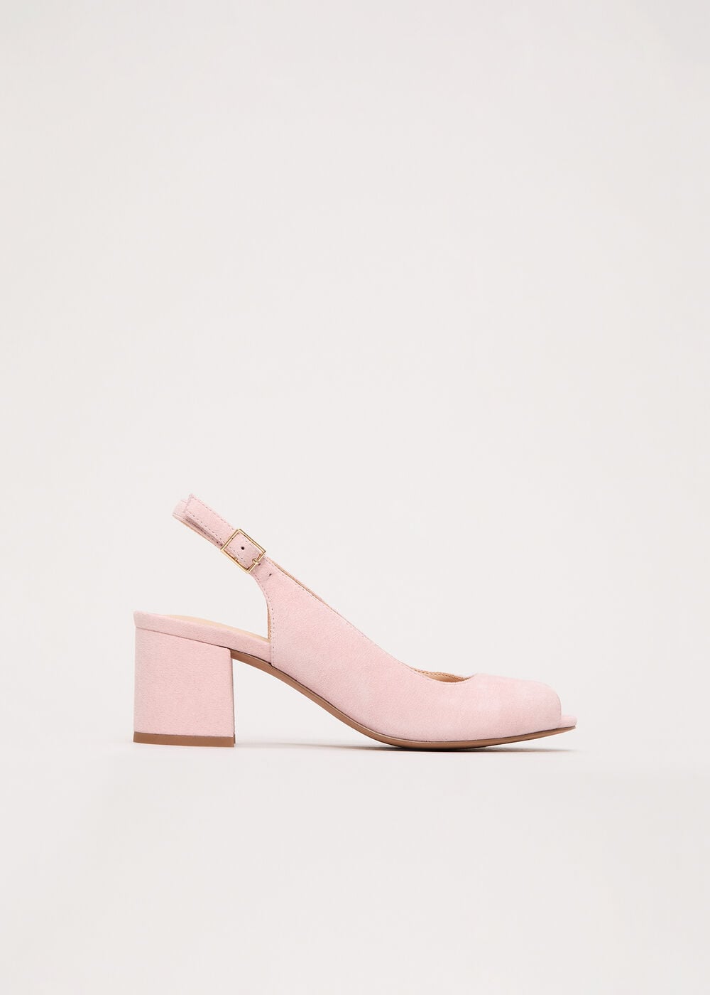 Suede Peeptoe Block Heel Shoes