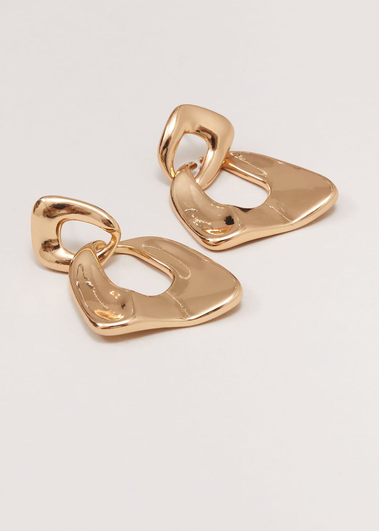 Gold Irregular Square Drop Earrings