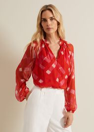Megan Check Print Blouse