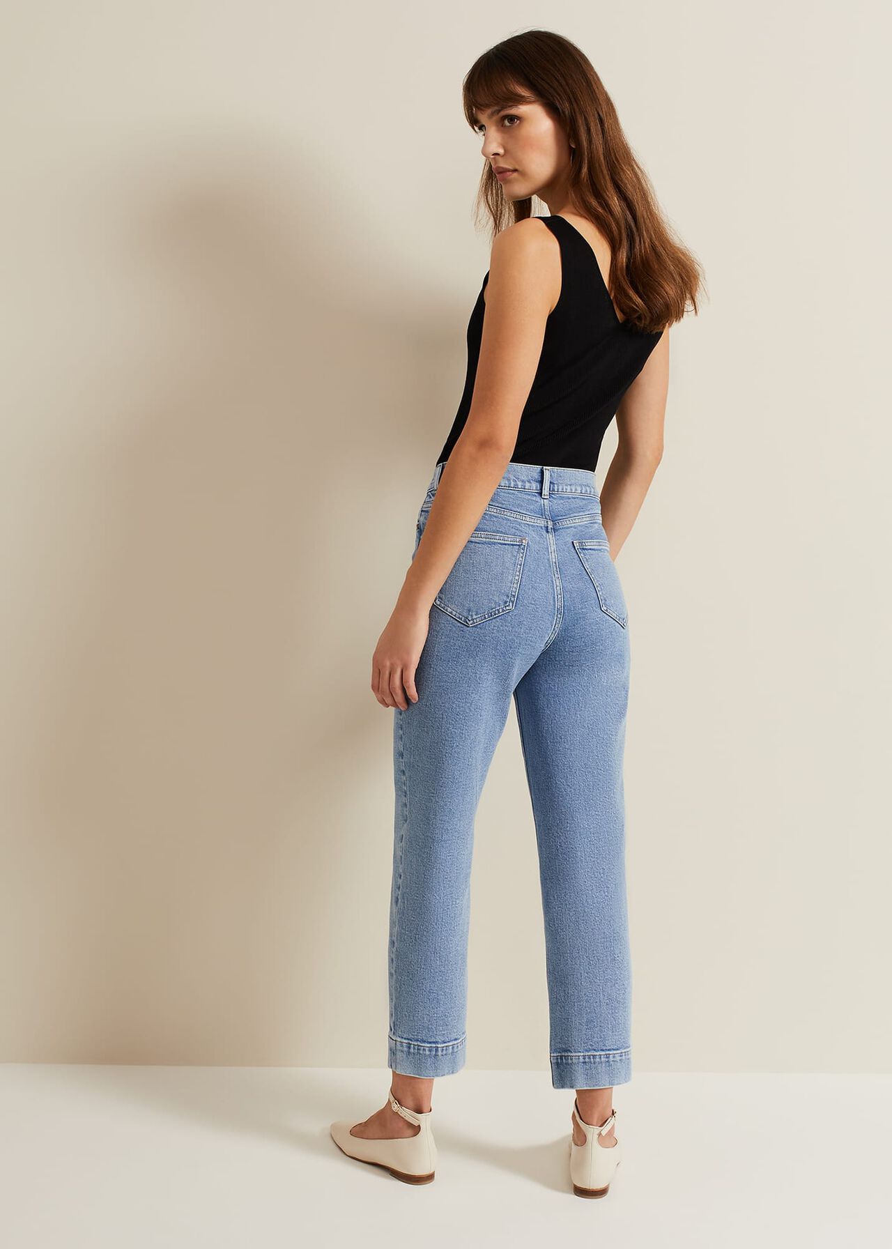 Lexi Mid Wash Crop Straight Jean