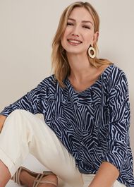 Moire Linen Zebra Print Top
