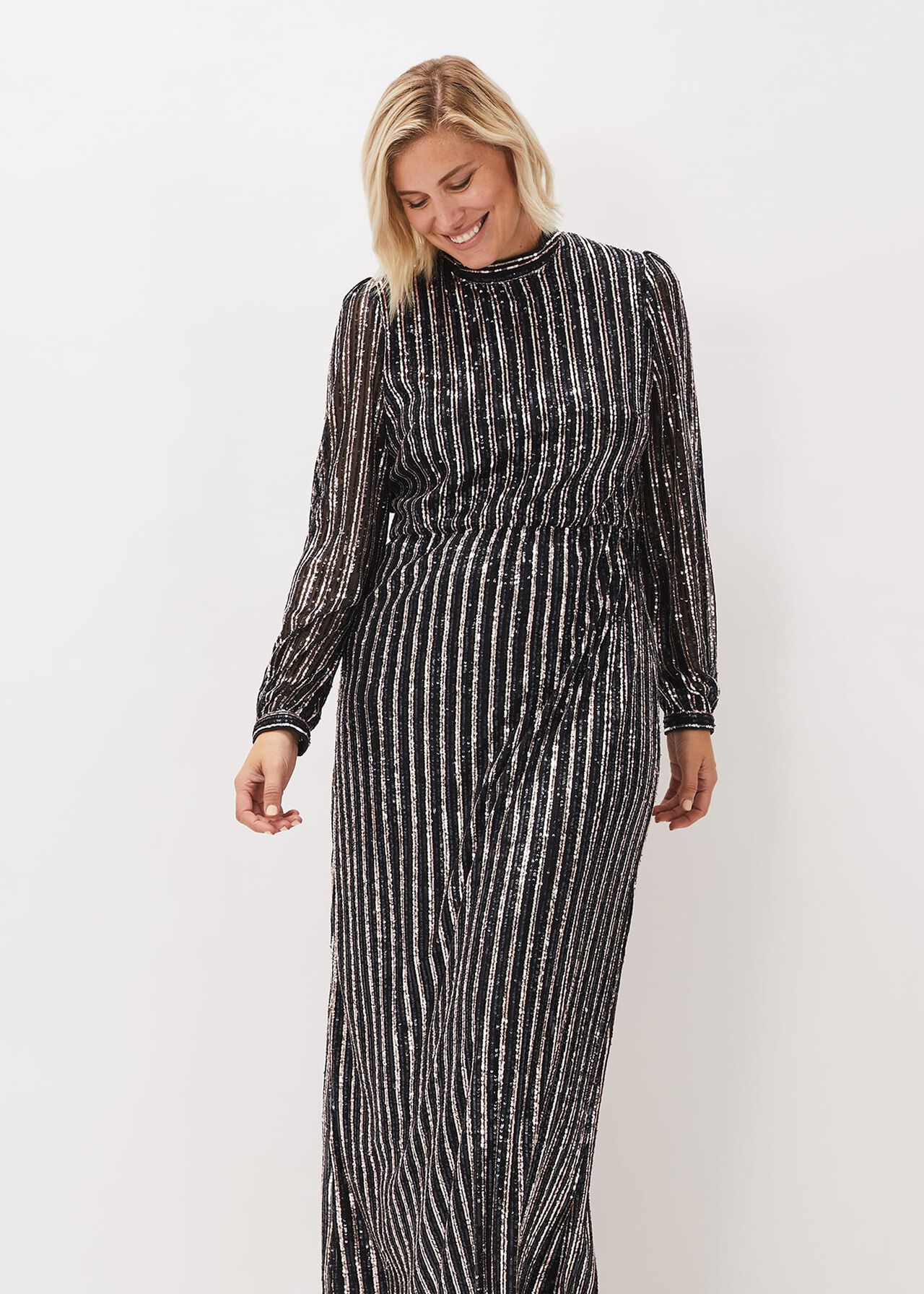 Jaylin Sequin Stripe Maxi Dress