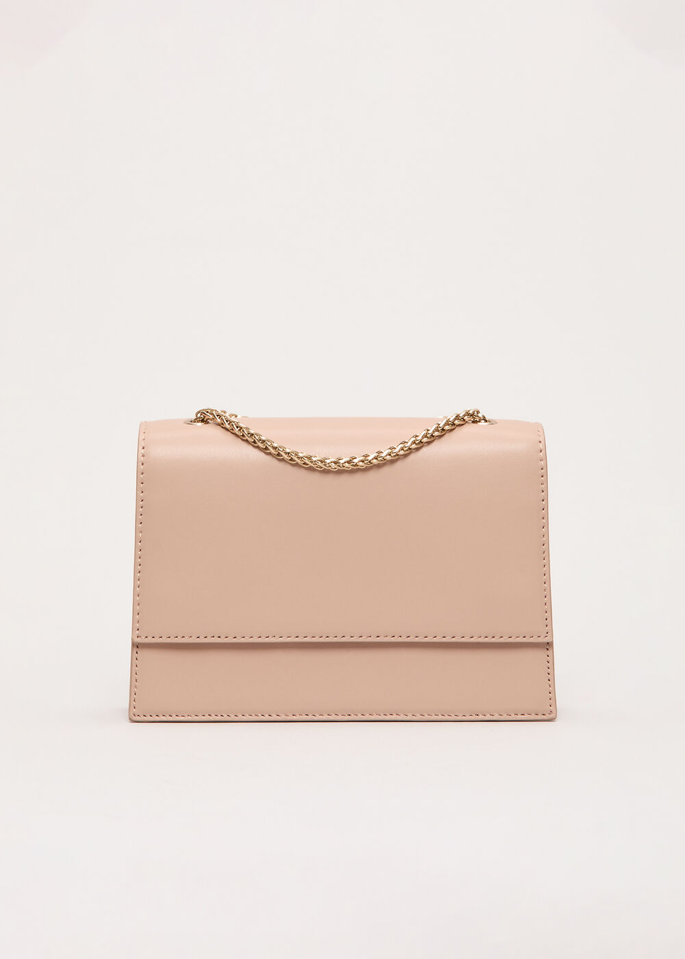 Leather Chain Handle Clutch Bag