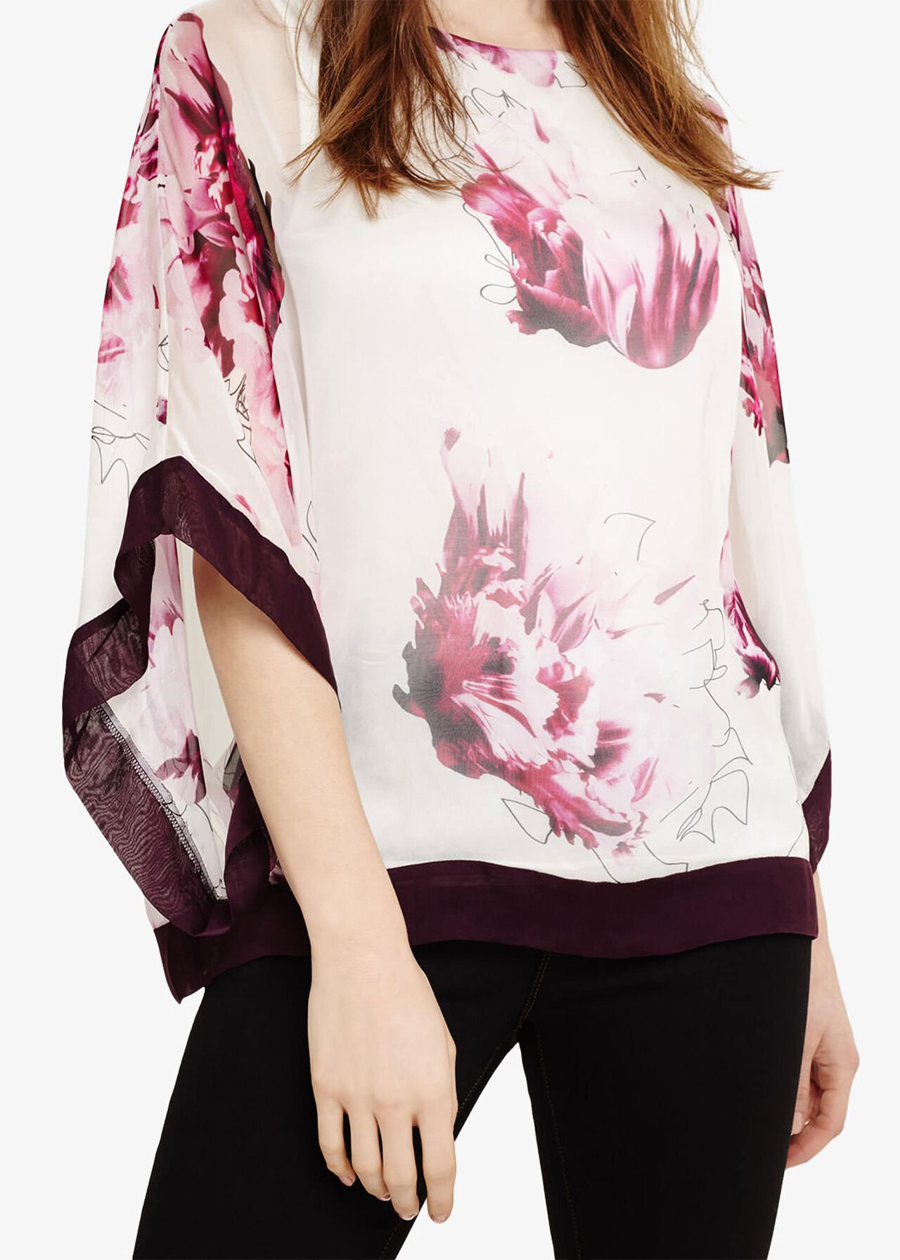 Peony Floral Silk Blouse