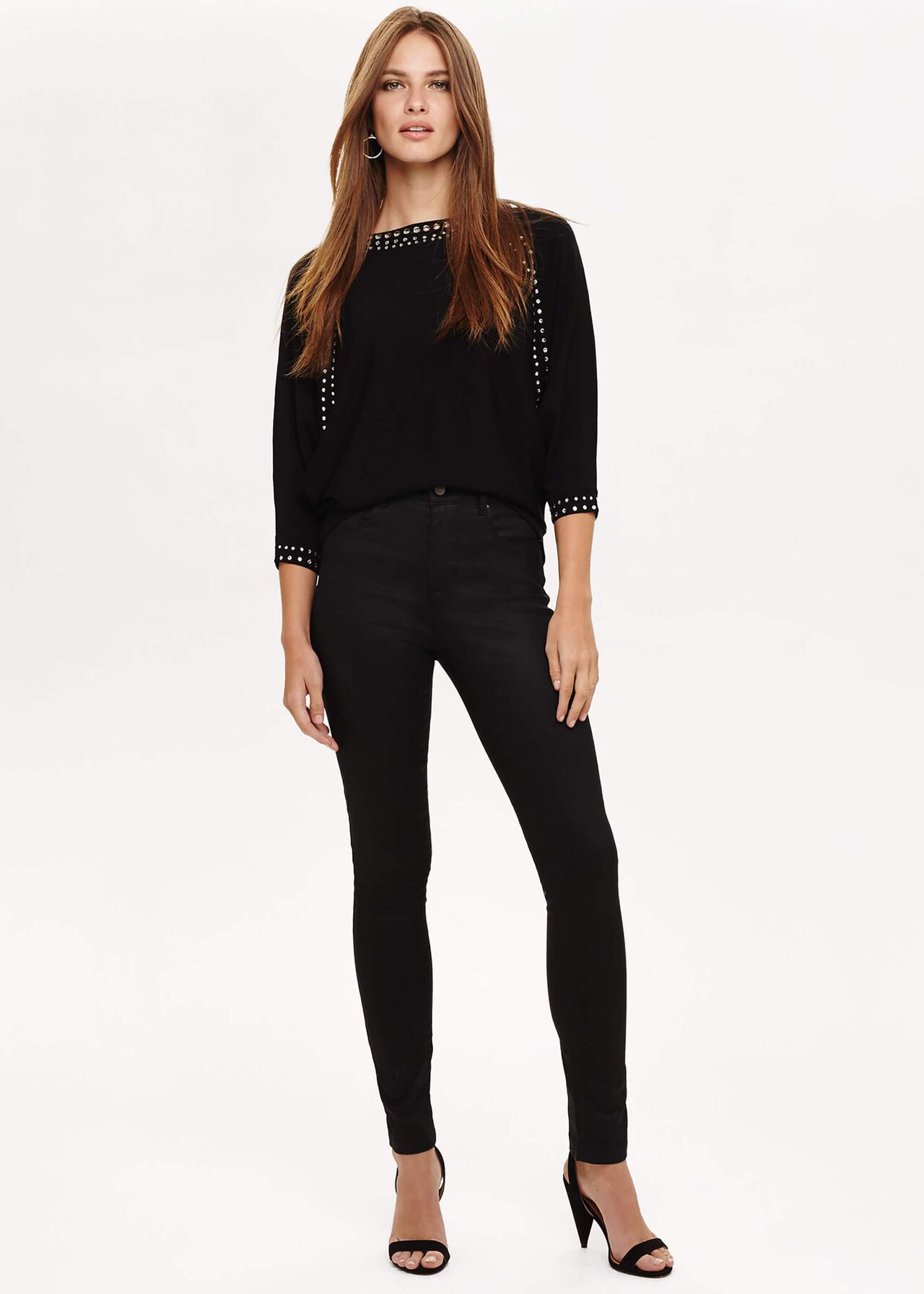 Cariea Skinny Fit Coated Jeans
