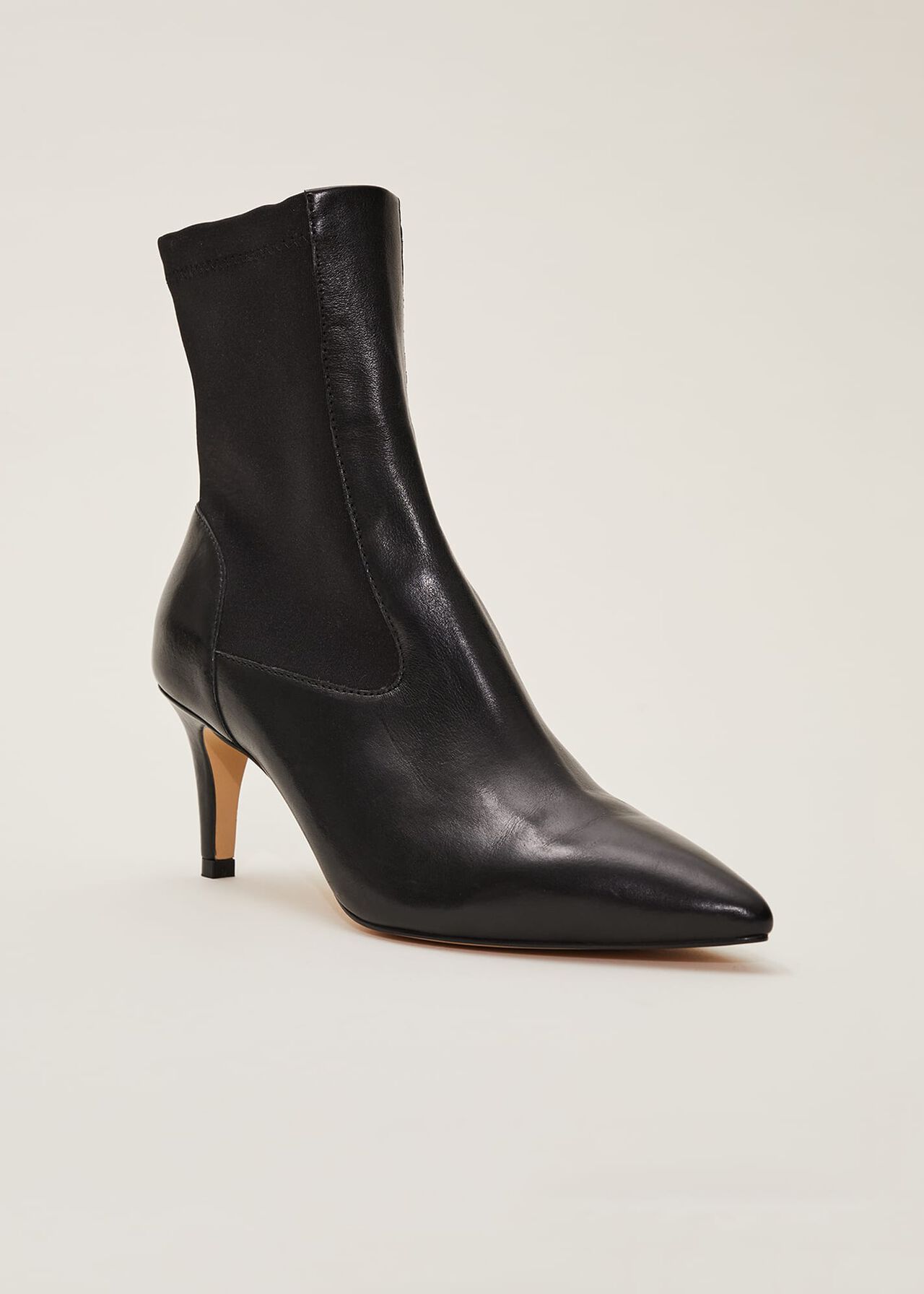 Dolly Black Leather Sock Boots
