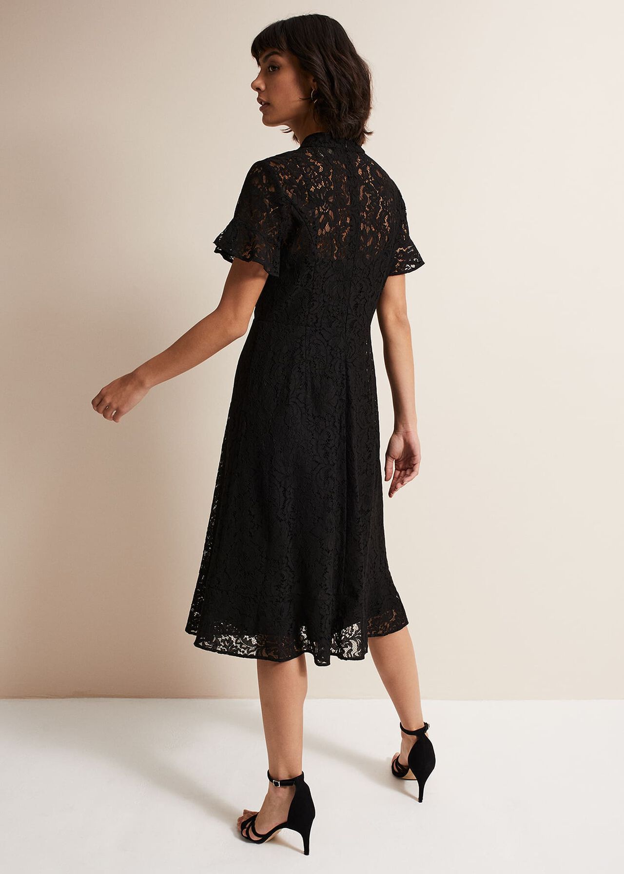 Rimsha Black Lace Midi Dress